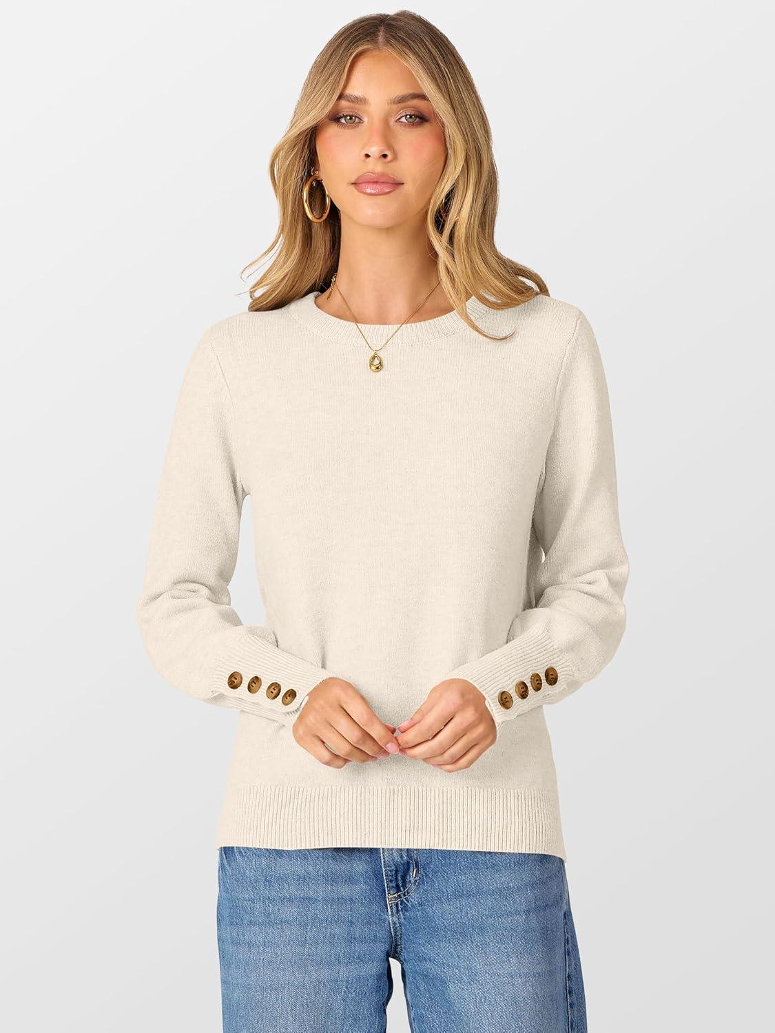 imageANRABESS Sweaters for Women Long Sleeve Crewneck Casual Loose Wool Blend Soft Knit Pullover Tops 2025 Fall Fashion OutfitsWhite