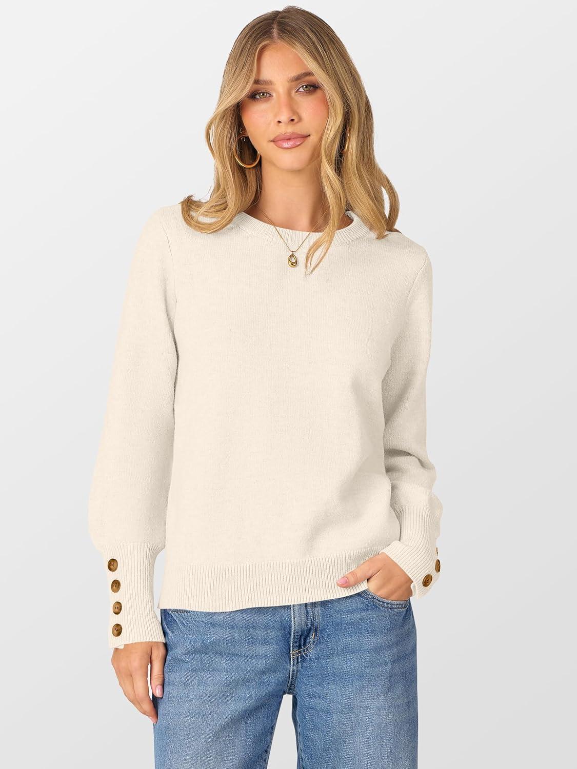 imageANRABESS Sweaters for Women Long Sleeve Crewneck Casual Loose Wool Blend Soft Knit Pullover Tops 2025 Fall Fashion OutfitsWhite