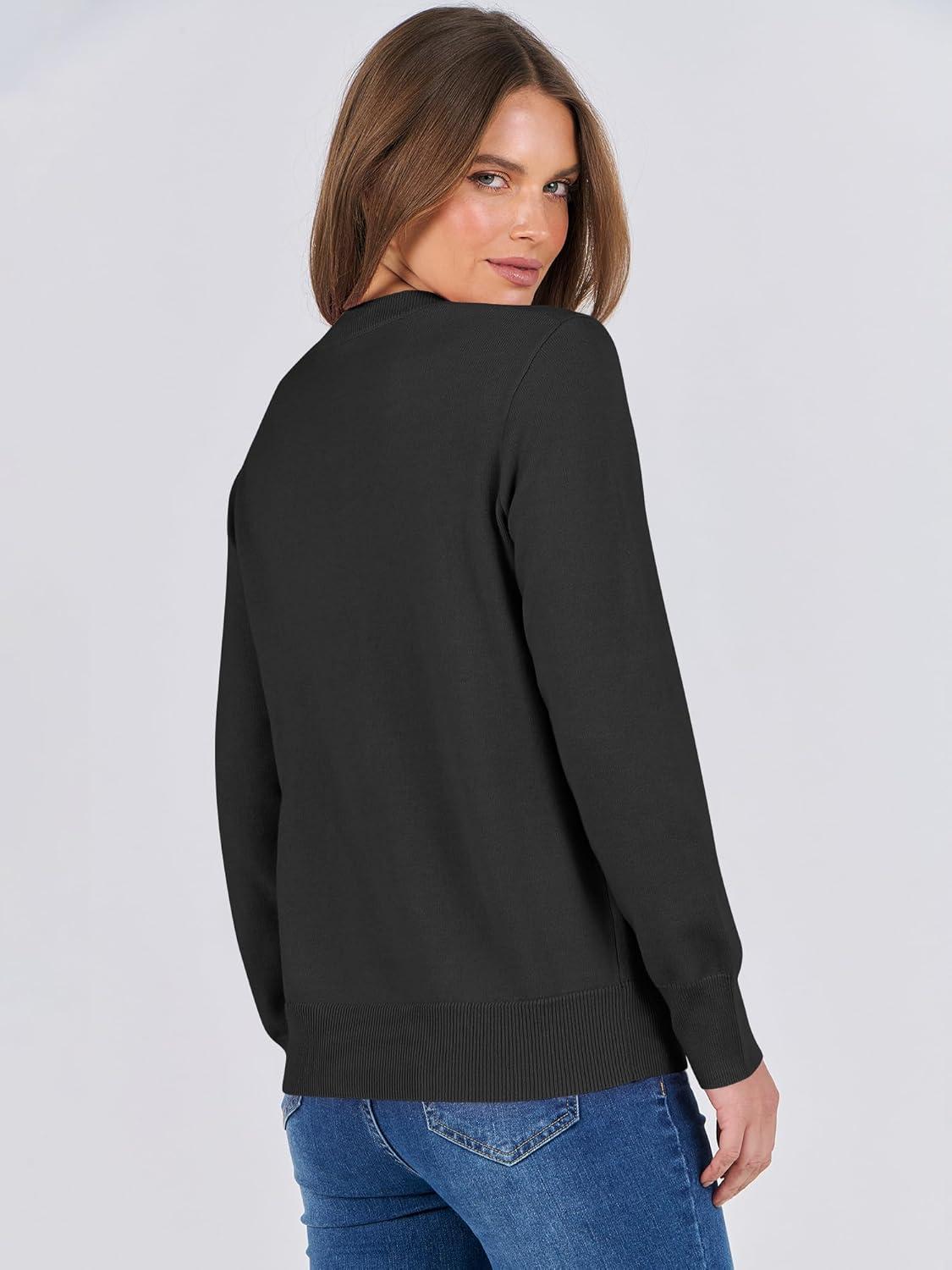 imageANRABESS Sweaters for Women Long Sleeve Lightweight Crewneck Soft Basic Knit Loose Fit Pullover Top 2025 Fall Trendy OutfitsBlack