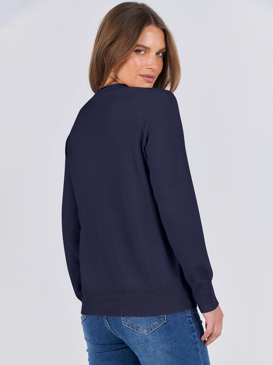 imageANRABESS Sweaters for Women Long Sleeve Lightweight Crewneck Soft Basic Knit Loose Fit Pullover Top 2025 Fall Trendy OutfitsNavy