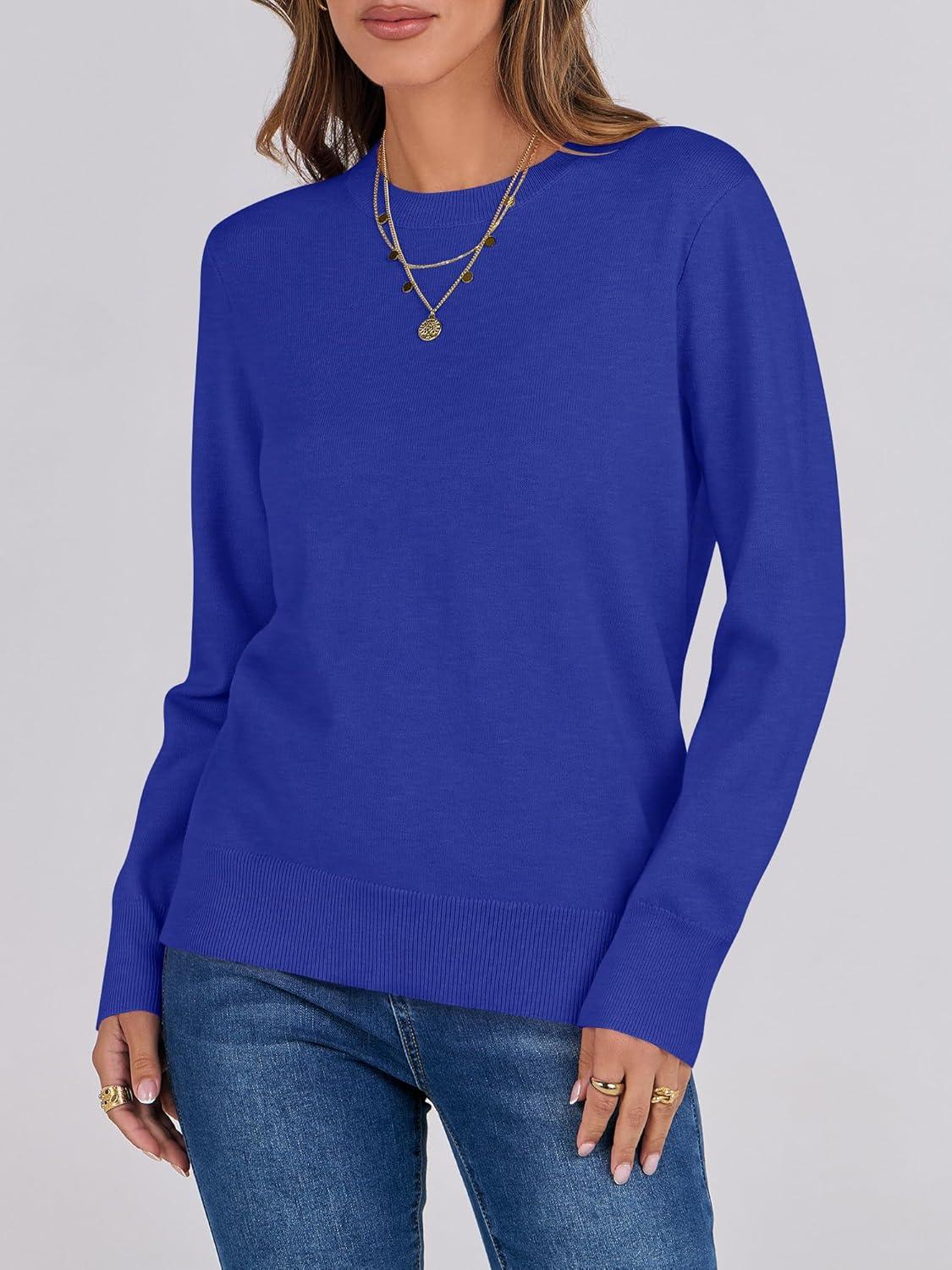 imageANRABESS Sweaters for Women Long Sleeve Lightweight Crewneck Soft Basic Knit Loose Fit Pullover Top 2025 Fall Trendy OutfitsRoyal Blue