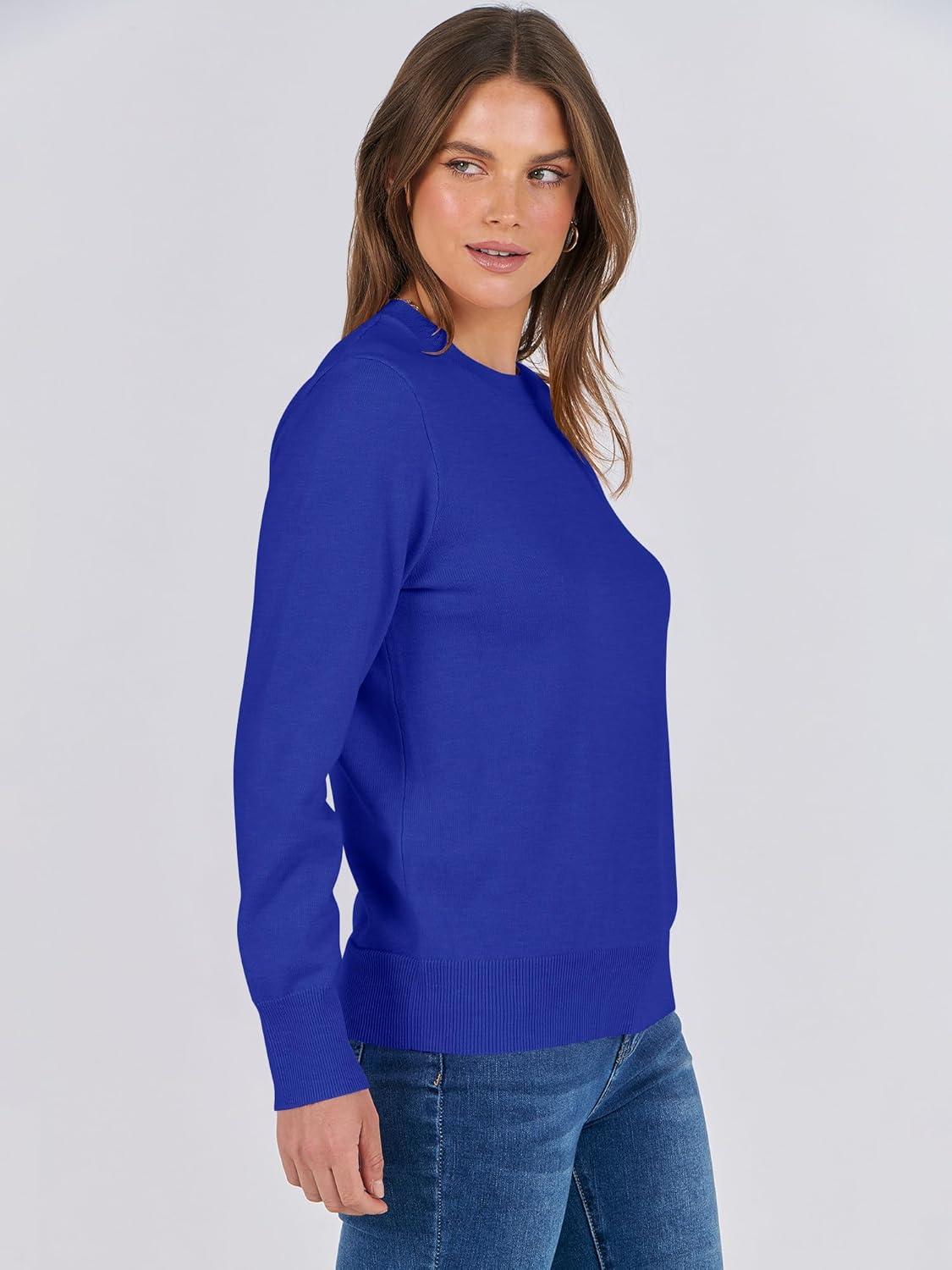 imageANRABESS Sweaters for Women Long Sleeve Lightweight Crewneck Soft Basic Knit Loose Fit Pullover Top 2025 Fall Trendy OutfitsRoyal Blue