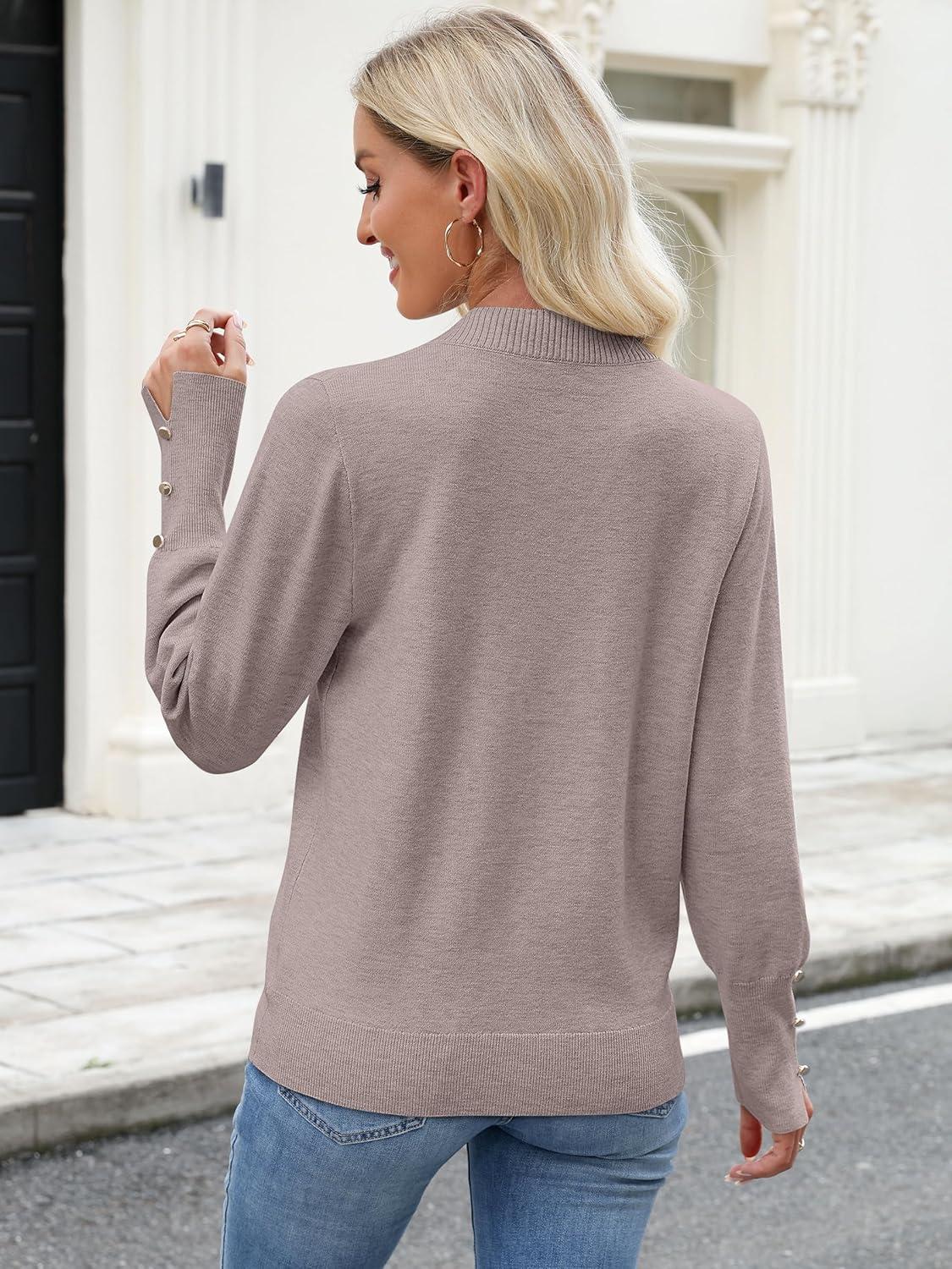imageANRABESS Sweaters for Women Long Sleeve V Neck Shirts Business Casual Work Blouses 2025 Fall Loose Knit Pullover Sweater TopsGrey Khaki
