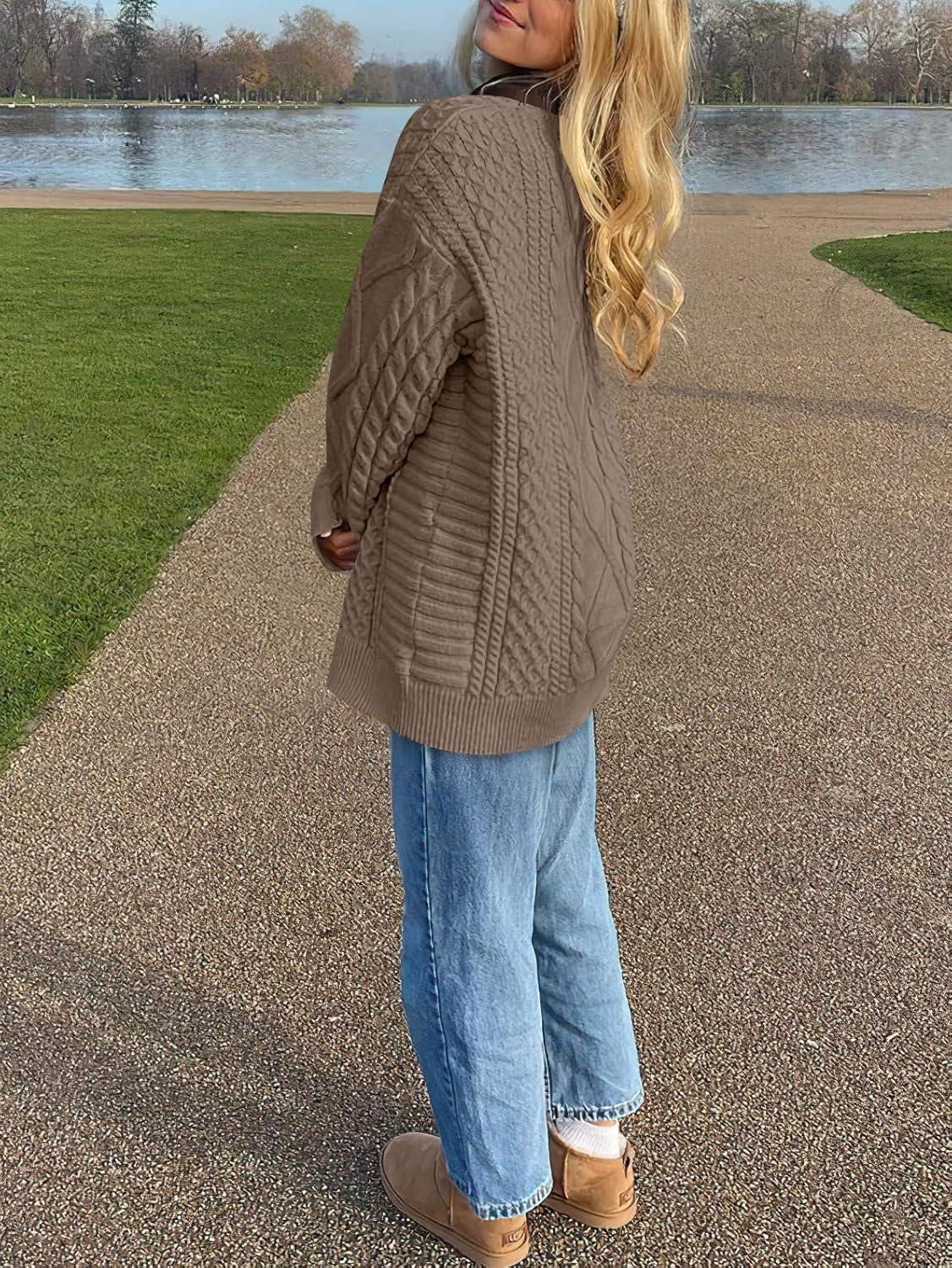 imageANRABESS Sweaters for Women Oversized Cable Knit Fall Long Sleeve Crewneck Casual Pullover Sweater Tops 2025 Winter OutfitsCoffee