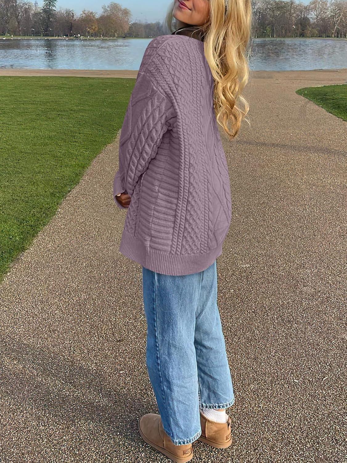 imageANRABESS Sweaters for Women Oversized Cable Knit Fall Long Sleeve Crewneck Casual Pullover Sweater Tops 2025 Winter OutfitsPurple