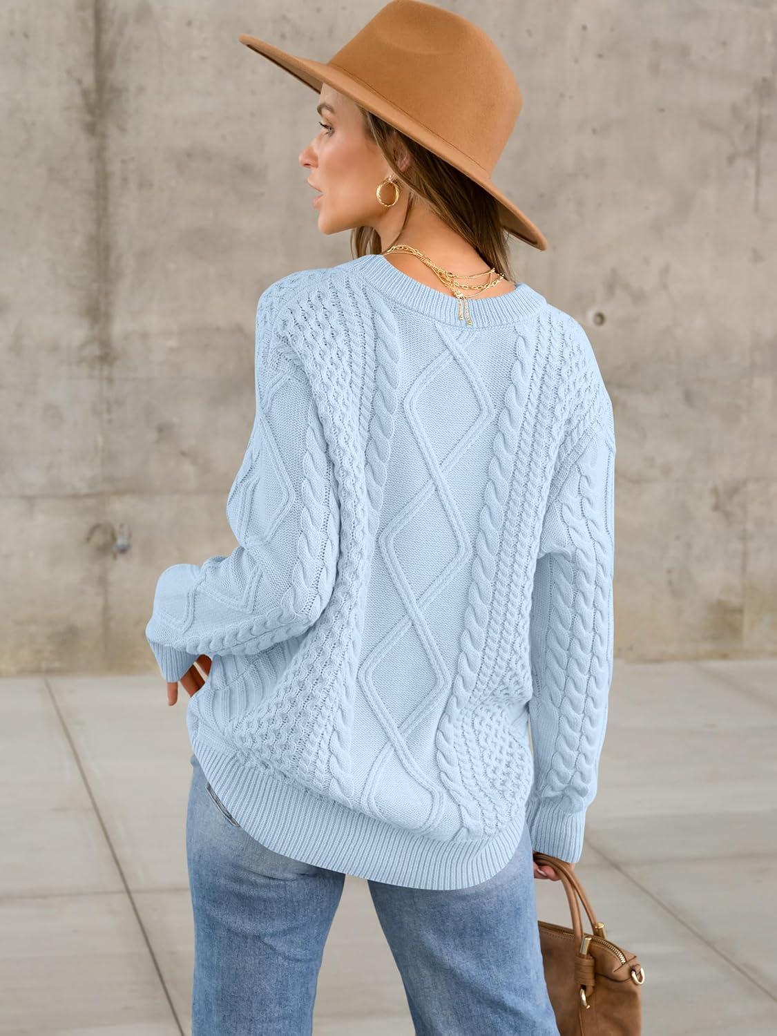 imageANRABESS Sweaters for Women Oversized Cable Knit Fall Long Sleeve Crewneck Casual Pullover Sweater Tops 2025 Winter OutfitsSky