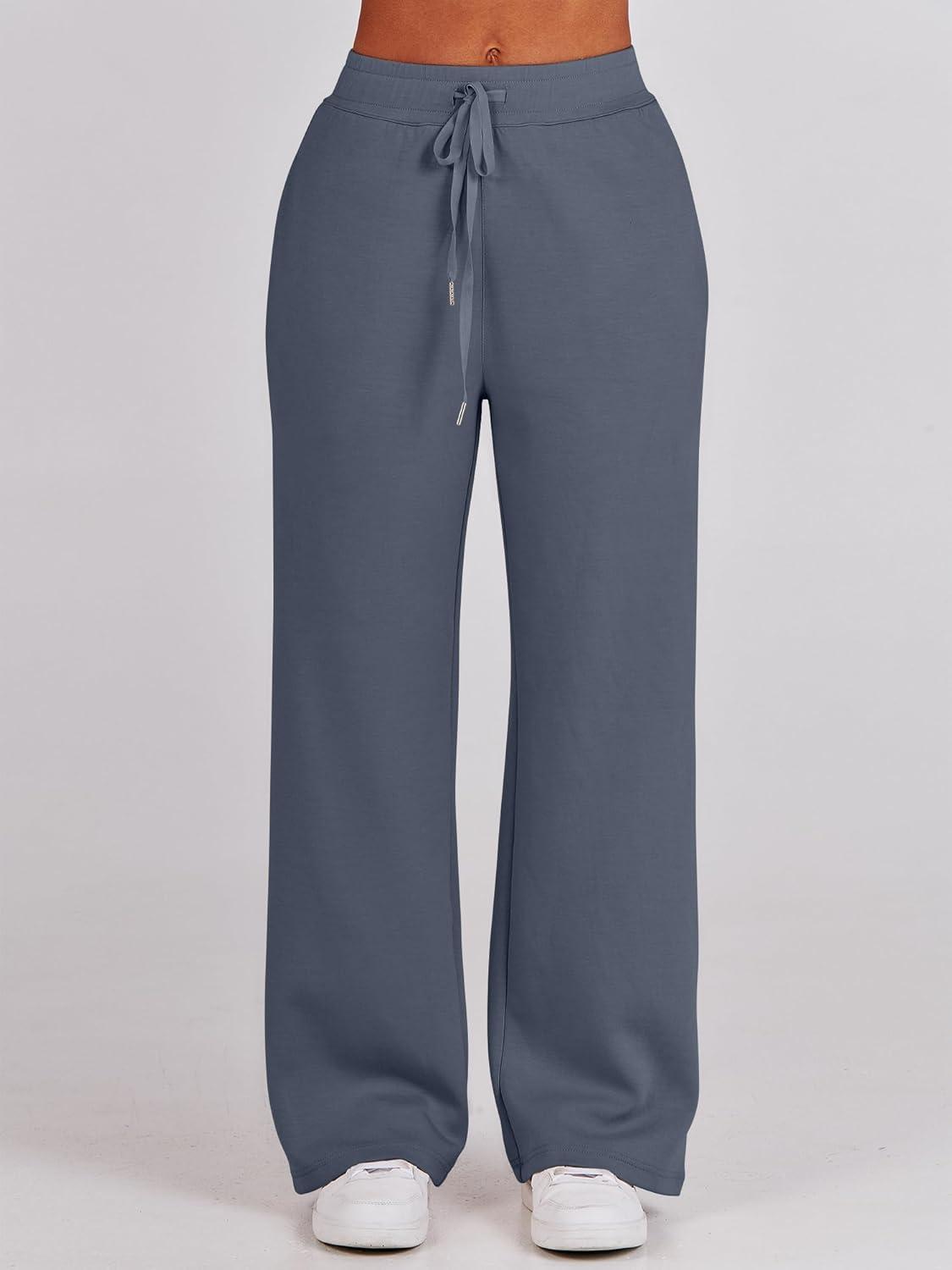 imageANRABESS Women 2 Piece Outfits 2025 Fall Fashion Airport Wide Leg Pants Lounge Set Leisure Travel Vacation Clothes SweatsuitsGray