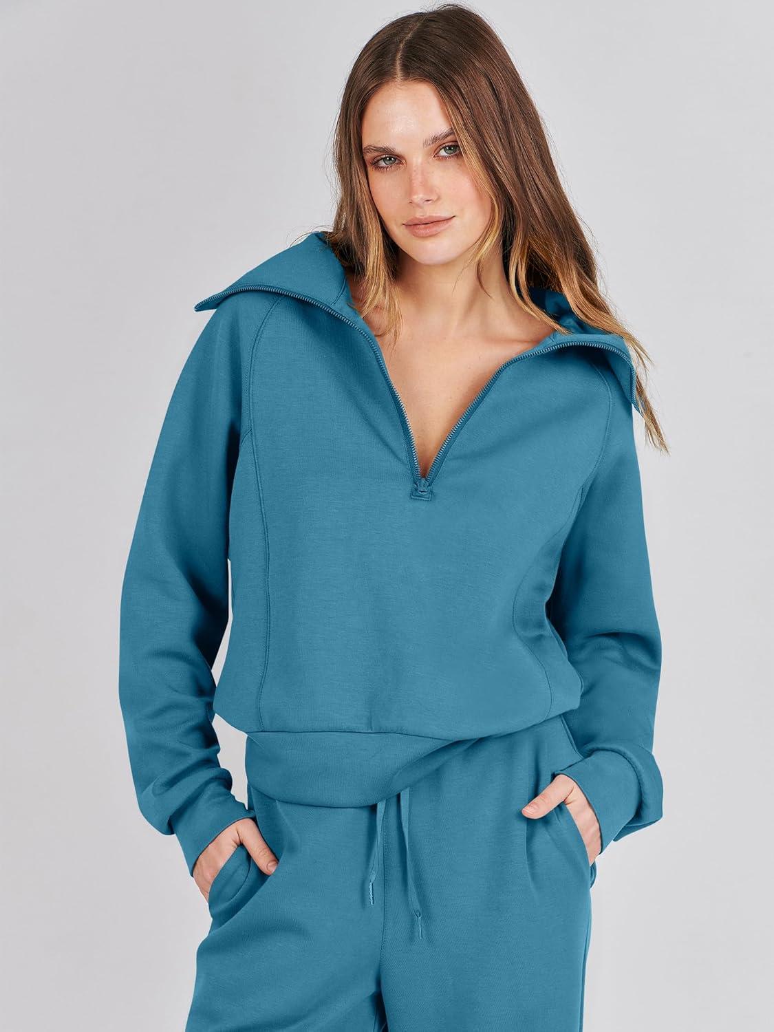 imageANRABESS Women 2 Piece Outfits 2025 Fall Fashion Airport Wide Leg Pants Lounge Set Leisure Travel Vacation Clothes SweatsuitsLake