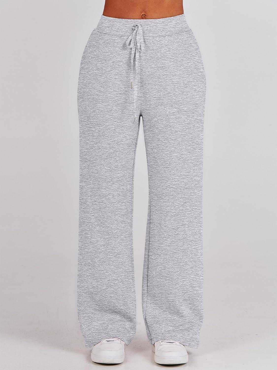 imageANRABESS Women 2 Piece Outfits 2025 Fall Fashion Airport Wide Leg Pants Lounge Set Leisure Travel Vacation Clothes SweatsuitsLight Grey