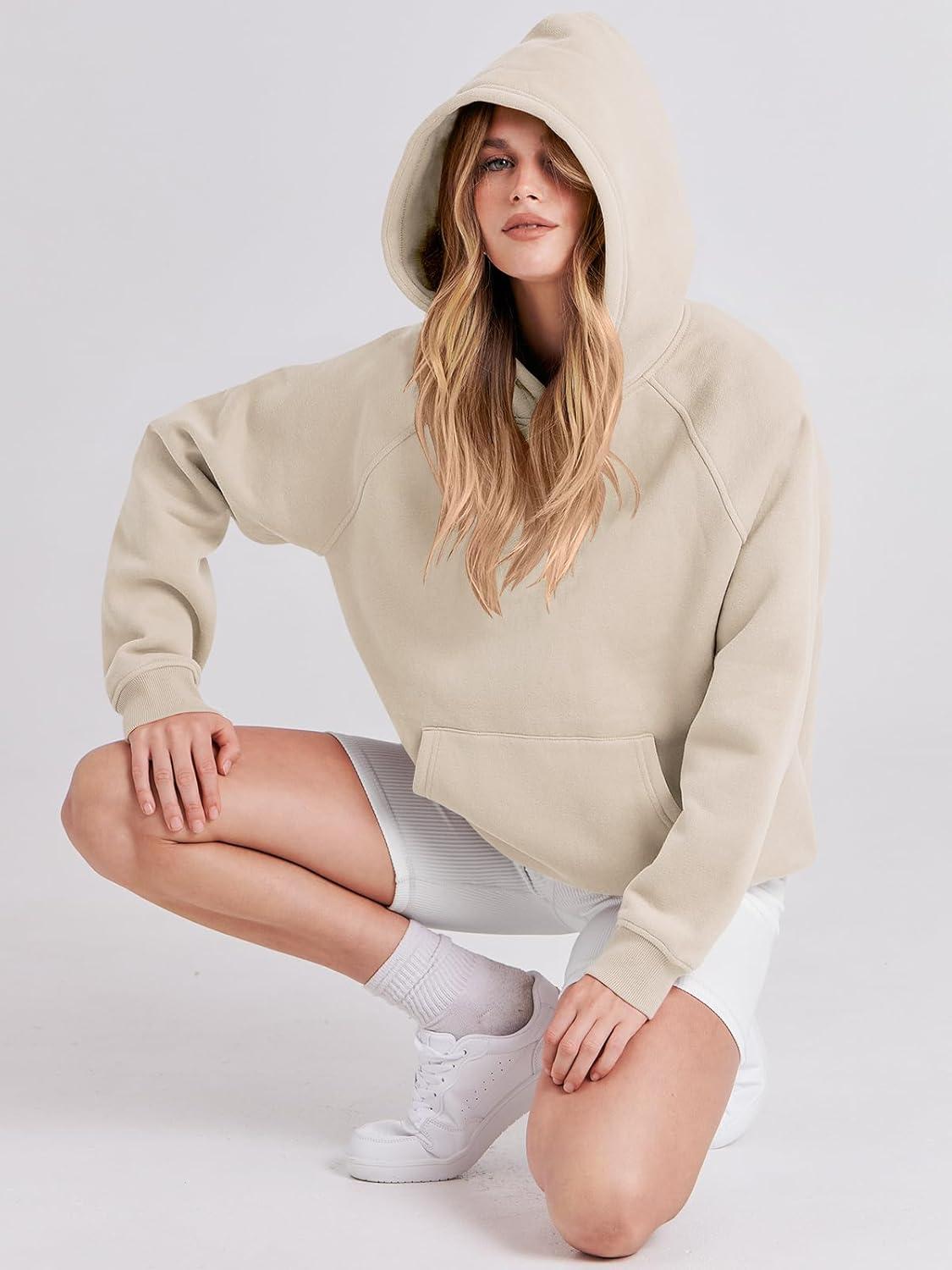 imageANRABESS Women Hoodies Oversized Fleece Long Sleeve Comfy Casual Basic Pullover Sweatshirts 2025 Fall Outfits Y2K ClothesApricot