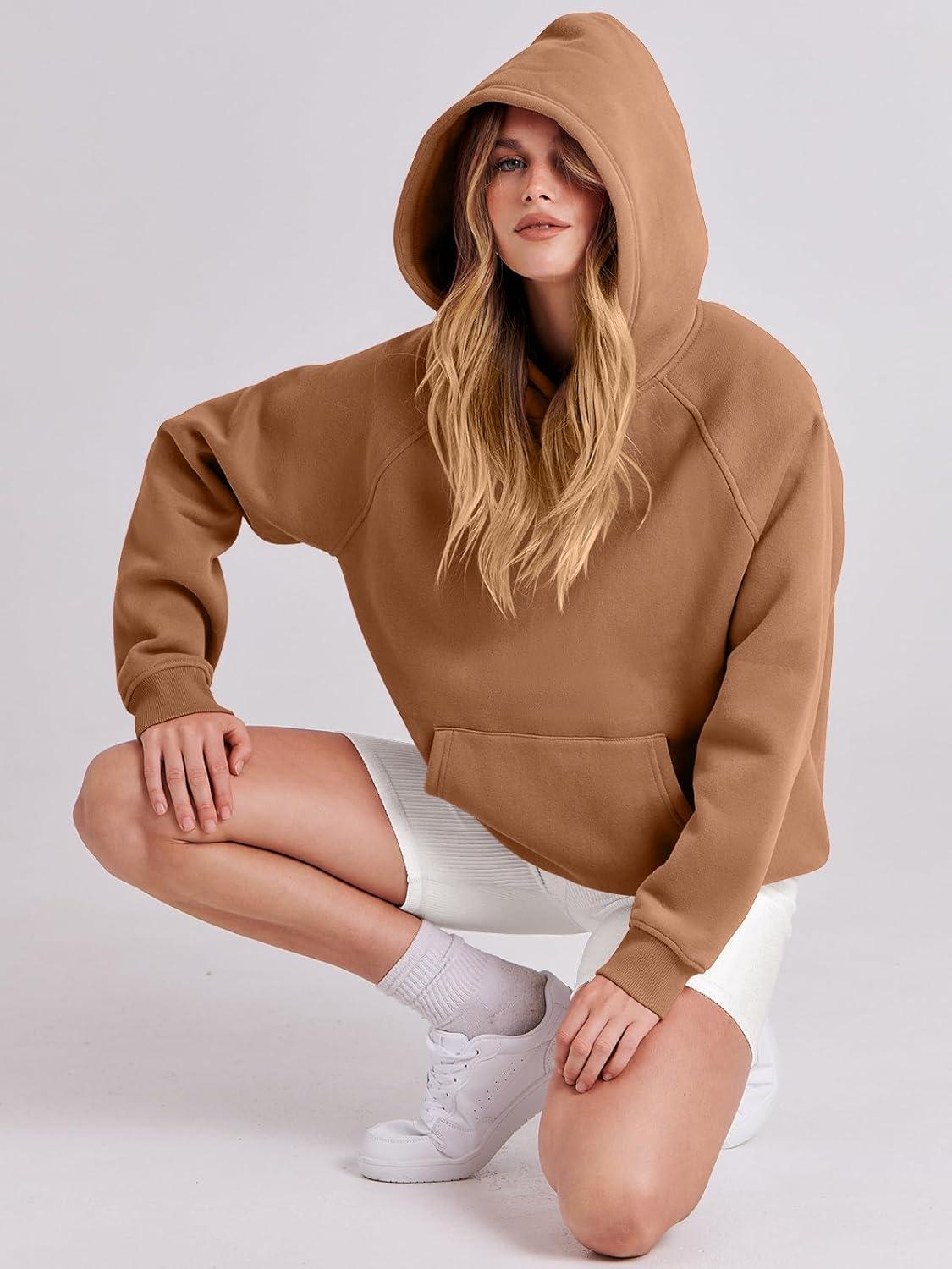 imageANRABESS Women Hoodies Oversized Fleece Long Sleeve Comfy Casual Basic Pullover Sweatshirts 2025 Fall Outfits Y2K ClothesLight Brown