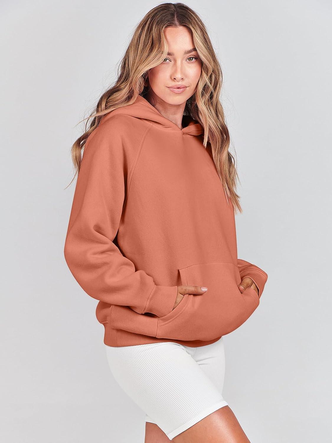 imageANRABESS Women Hoodies Oversized Fleece Long Sleeve Comfy Casual Basic Pullover Sweatshirts 2025 Fall Outfits Y2K ClothesRust