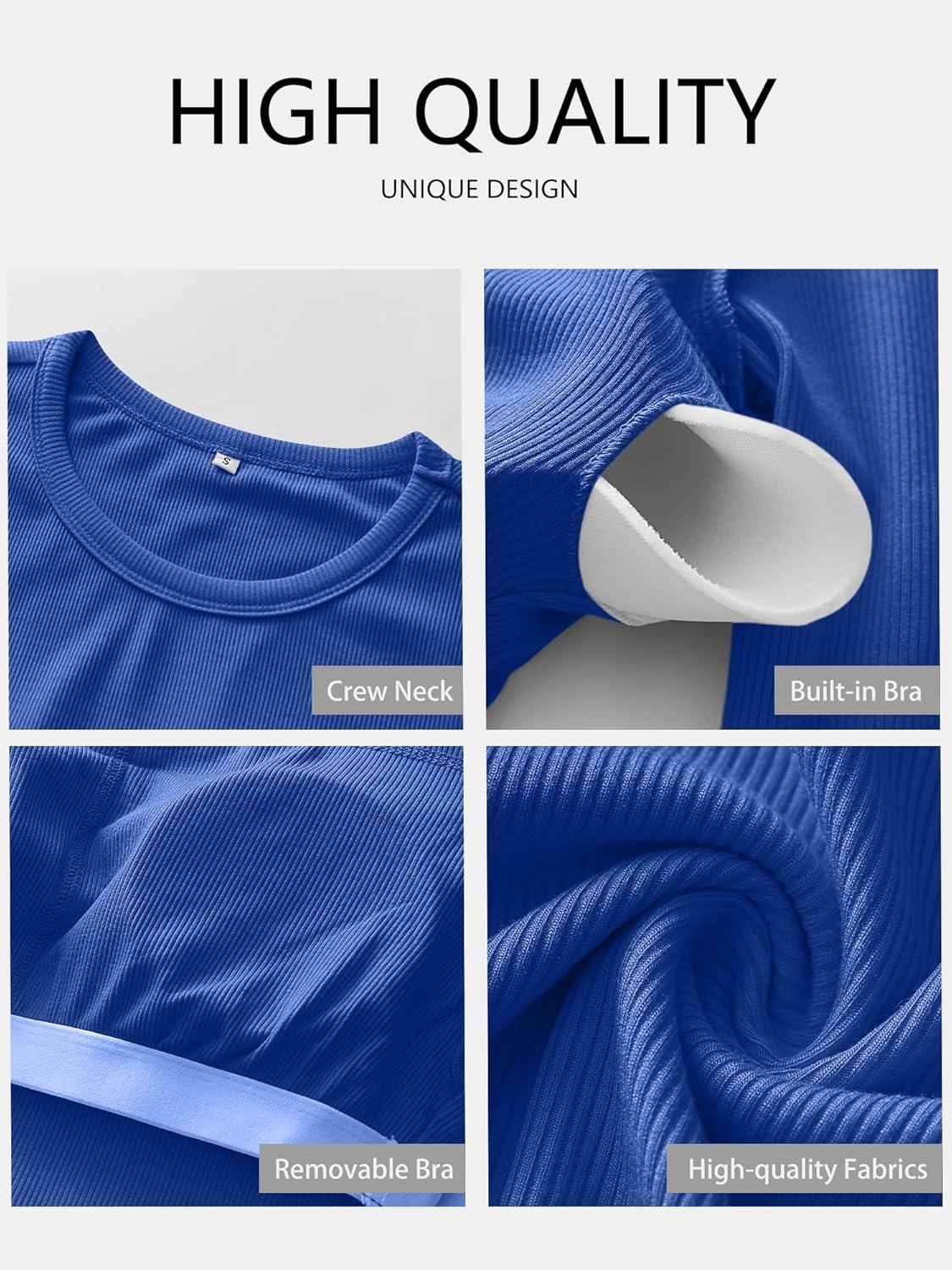 imageANRABESS Women Long Sleeve Shirts Builtin Bra Crewneck Rib Knit Slim Fit Basic Tee Tops 2025 Fall Casual TShirt Base LayerBlue