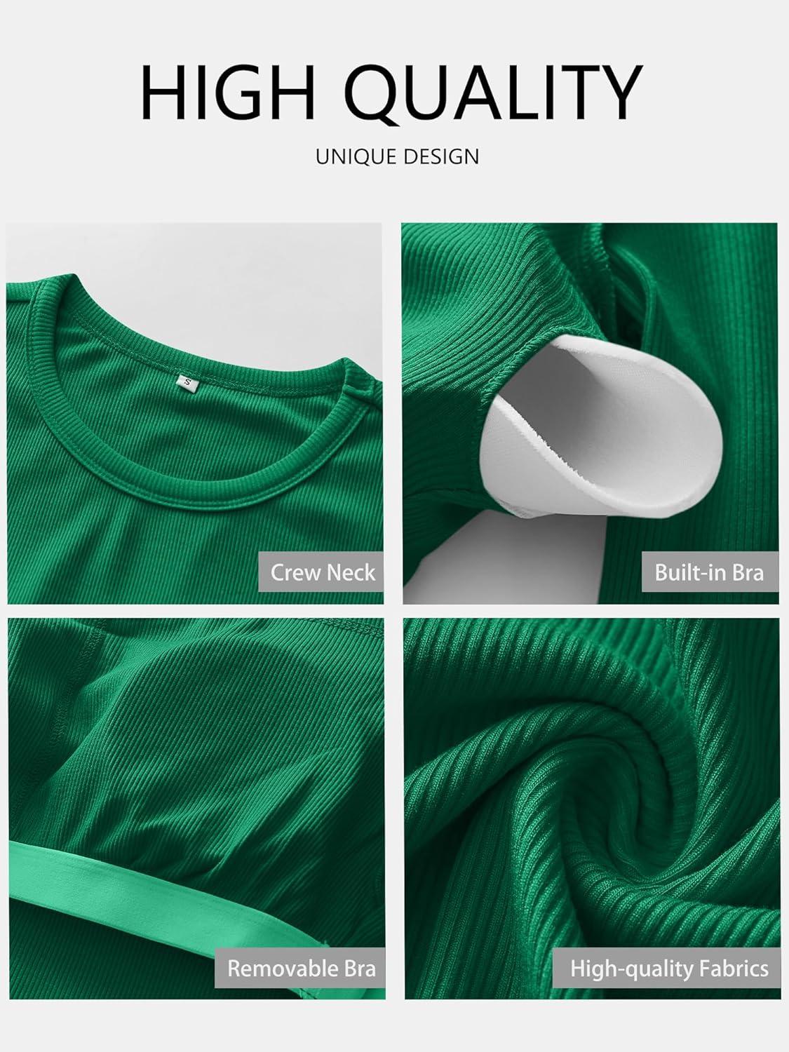 imageANRABESS Women Long Sleeve Shirts Builtin Bra Crewneck Rib Knit Slim Fit Basic Tee Tops 2025 Fall Casual TShirt Base LayerGreen