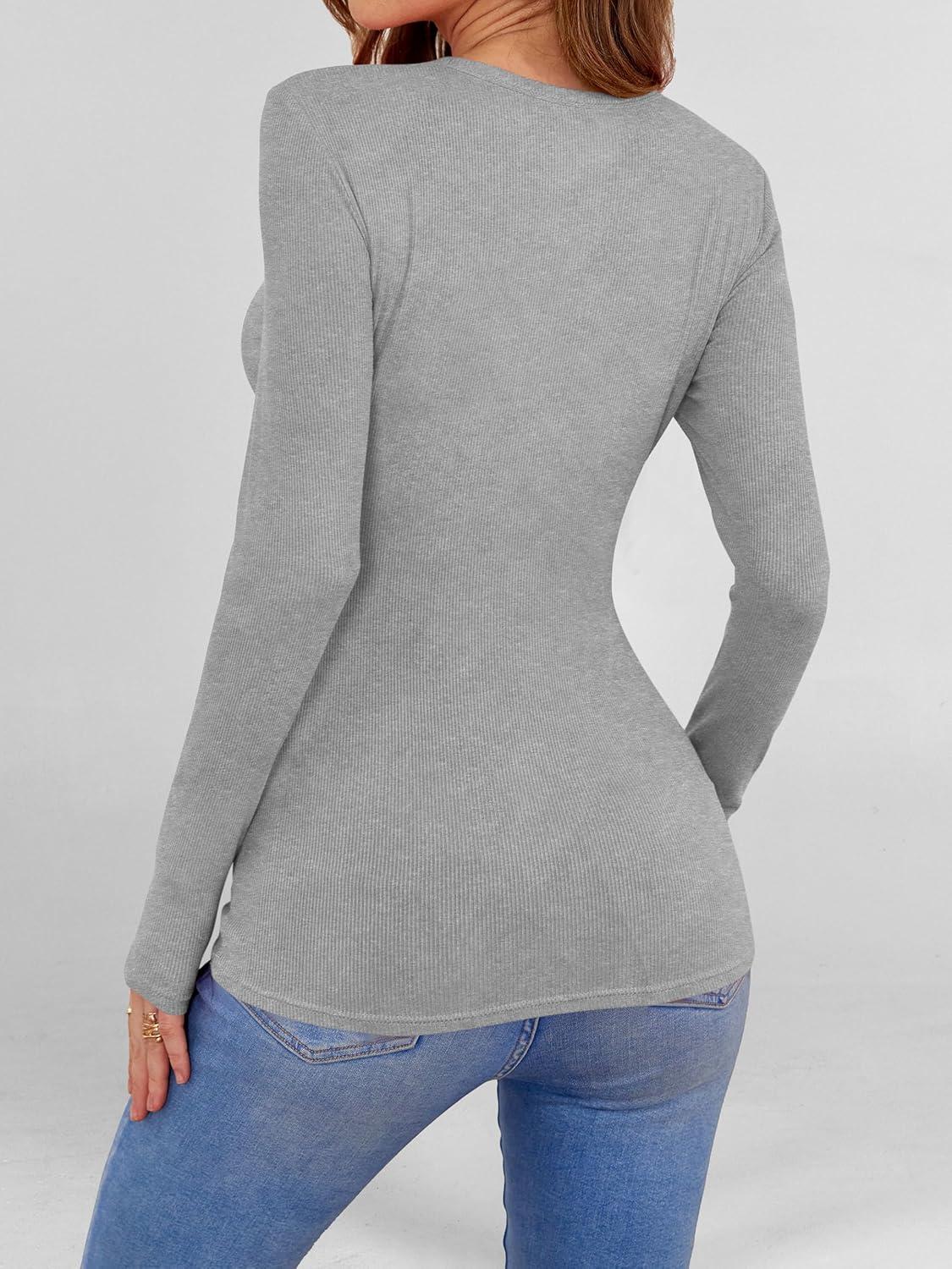 imageANRABESS Women Long Sleeve Shirts Builtin Bra Crewneck Rib Knit Slim Fit Basic Tee Tops 2025 Fall Casual TShirt Base LayerGrey