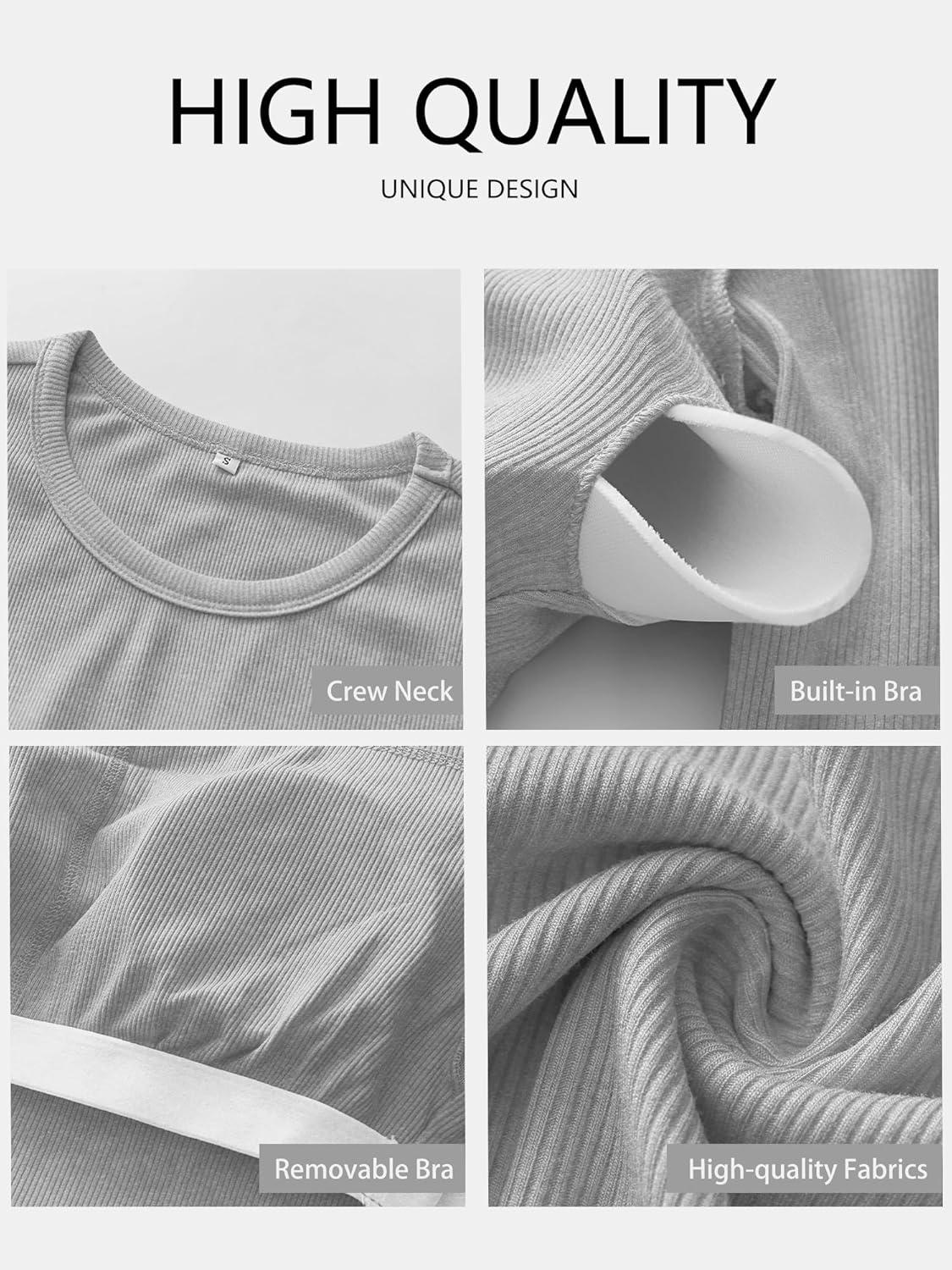 imageANRABESS Women Long Sleeve Shirts Builtin Bra Crewneck Rib Knit Slim Fit Basic Tee Tops 2025 Fall Casual TShirt Base LayerGrey