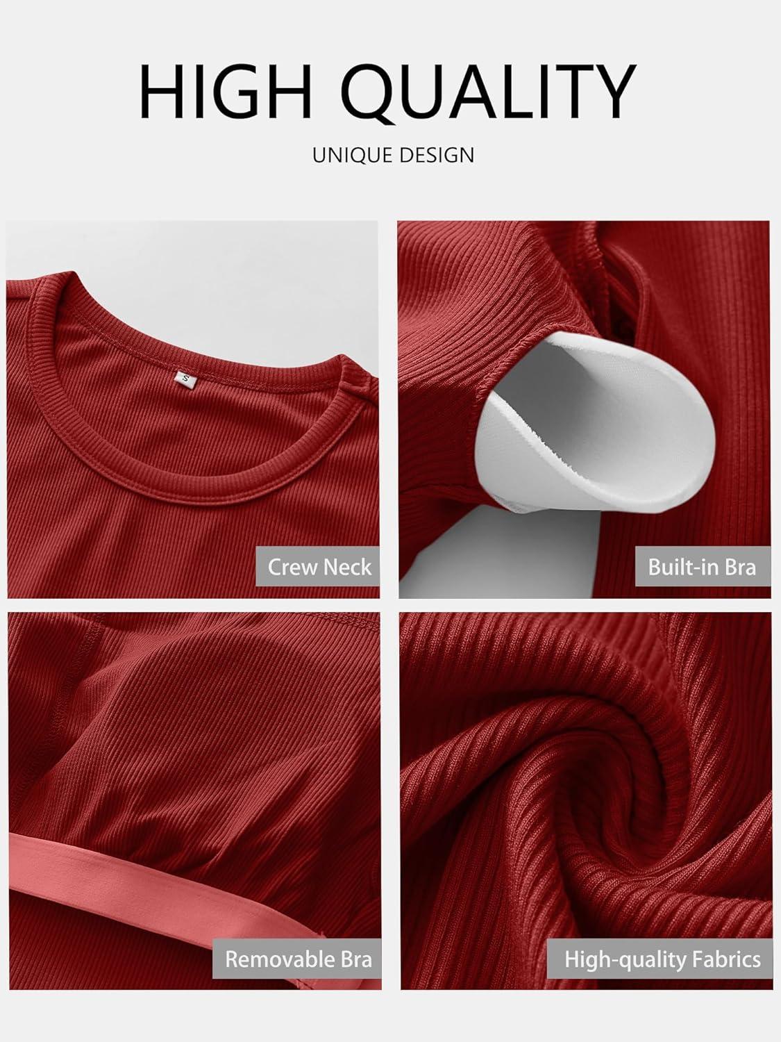 imageANRABESS Women Long Sleeve Shirts Builtin Bra Crewneck Rib Knit Slim Fit Basic Tee Tops 2025 Fall Casual TShirt Base LayerRed