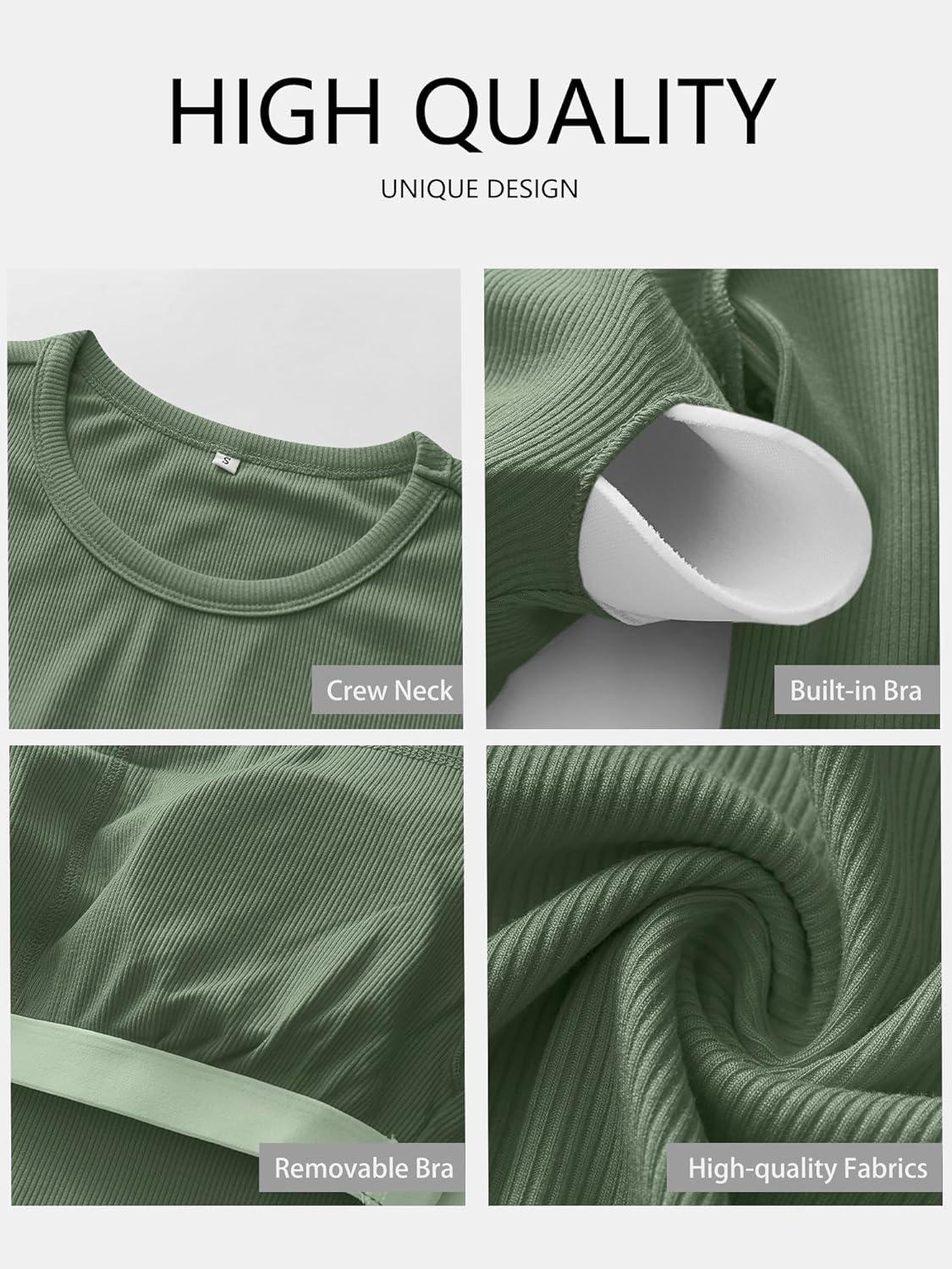imageANRABESS Women Long Sleeve Shirts Builtin Bra Crewneck Rib Knit Slim Fit Basic Tee Tops 2025 Fall Casual TShirt Base LayerSage Green