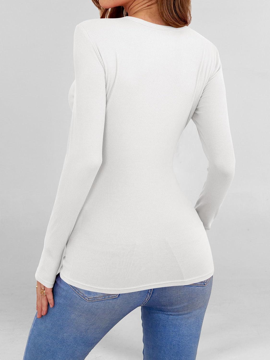 imageANRABESS Women Long Sleeve Shirts Builtin Bra Crewneck Rib Knit Slim Fit Basic Tee Tops 2025 Fall Casual TShirt Base LayerWhite