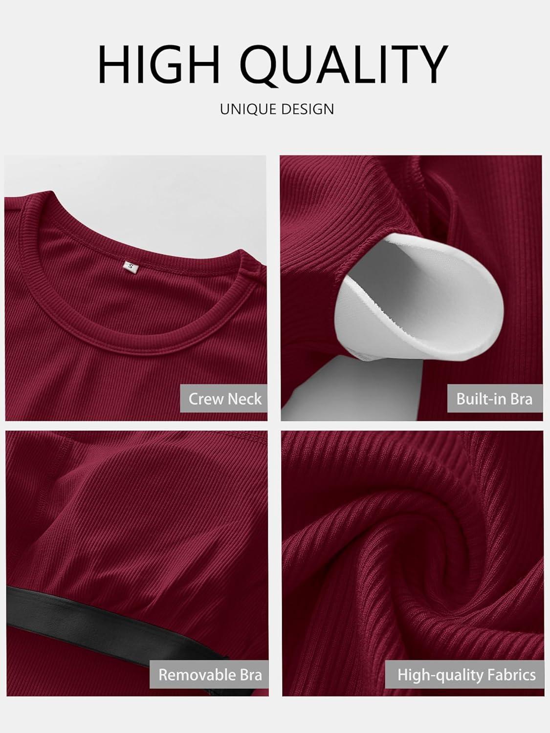 imageANRABESS Women Long Sleeve Shirts Builtin Bra Crewneck Rib Knit Slim Fit Basic Tee Tops 2025 Fall Casual TShirt Base LayerWine Red