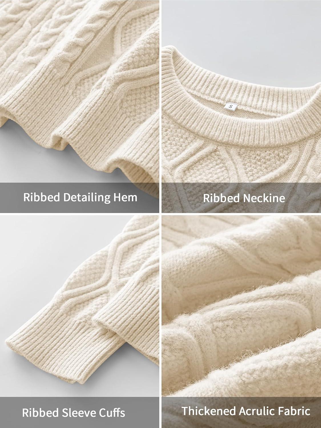 imageANRABESS Women Oversized Chunky Cable Knitted Vintage Sweater 2025 Fall Winter OutfitsBeige