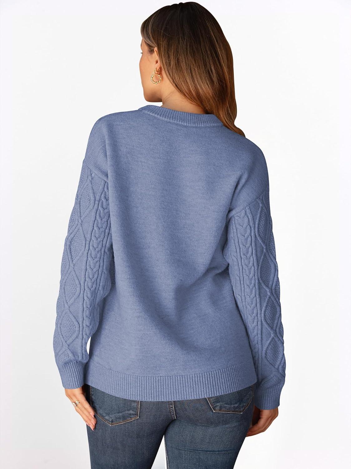 imageANRABESS Women Oversized Chunky Cable Knitted Vintage Sweater 2025 Fall Winter OutfitsBlue