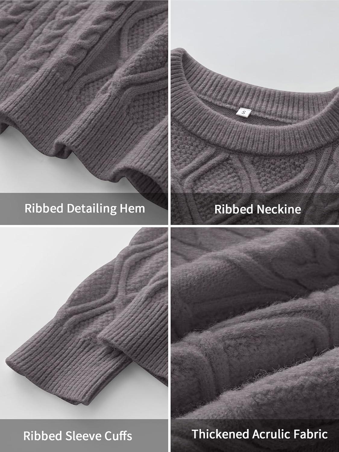 imageANRABESS Women Oversized Chunky Cable Knitted Vintage Sweater 2025 Fall Winter OutfitsNutmeg