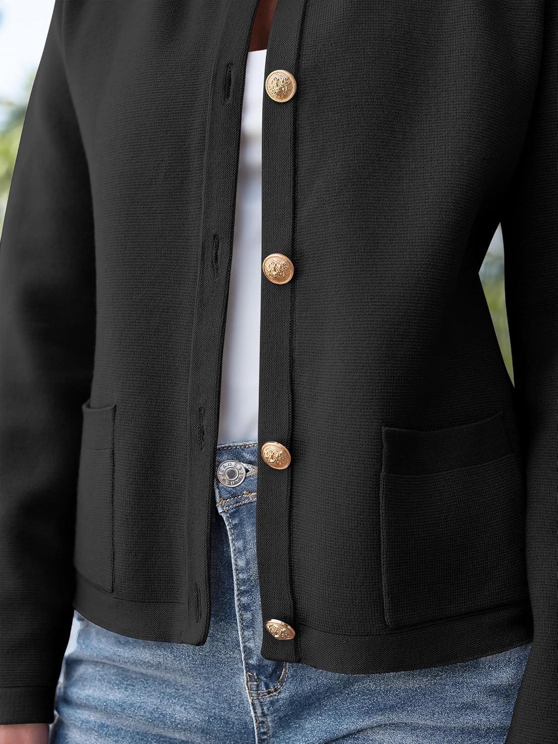 imageANRABESS Women Striped Cardigan Sweaters Button Down Cropped Knit Lady Jackets Coat 2025 Fall Outfits Trendy ClothesBlack