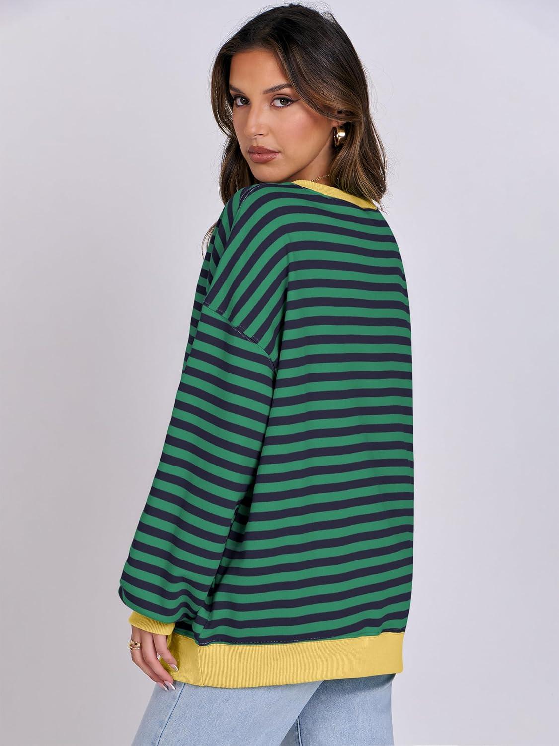 imageANRABESS Women Striped Sweatshirts Oversized Crewneck Long Sleeve Shirts Y2K Pullover Top 2025 Fall Outfits Fashion ClothesBlue Green
