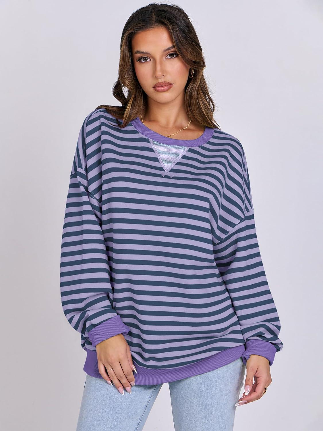 imageANRABESS Women Striped Sweatshirts Oversized Crewneck Long Sleeve Shirts Y2K Pullover Top 2025 Fall Outfits Fashion ClothesBlue Purple