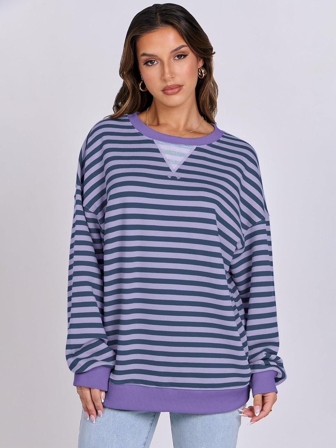 imageANRABESS Women Striped Sweatshirts Oversized Crewneck Long Sleeve Shirts Y2K Pullover Top 2025 Fall Outfits Fashion ClothesBlue Purple