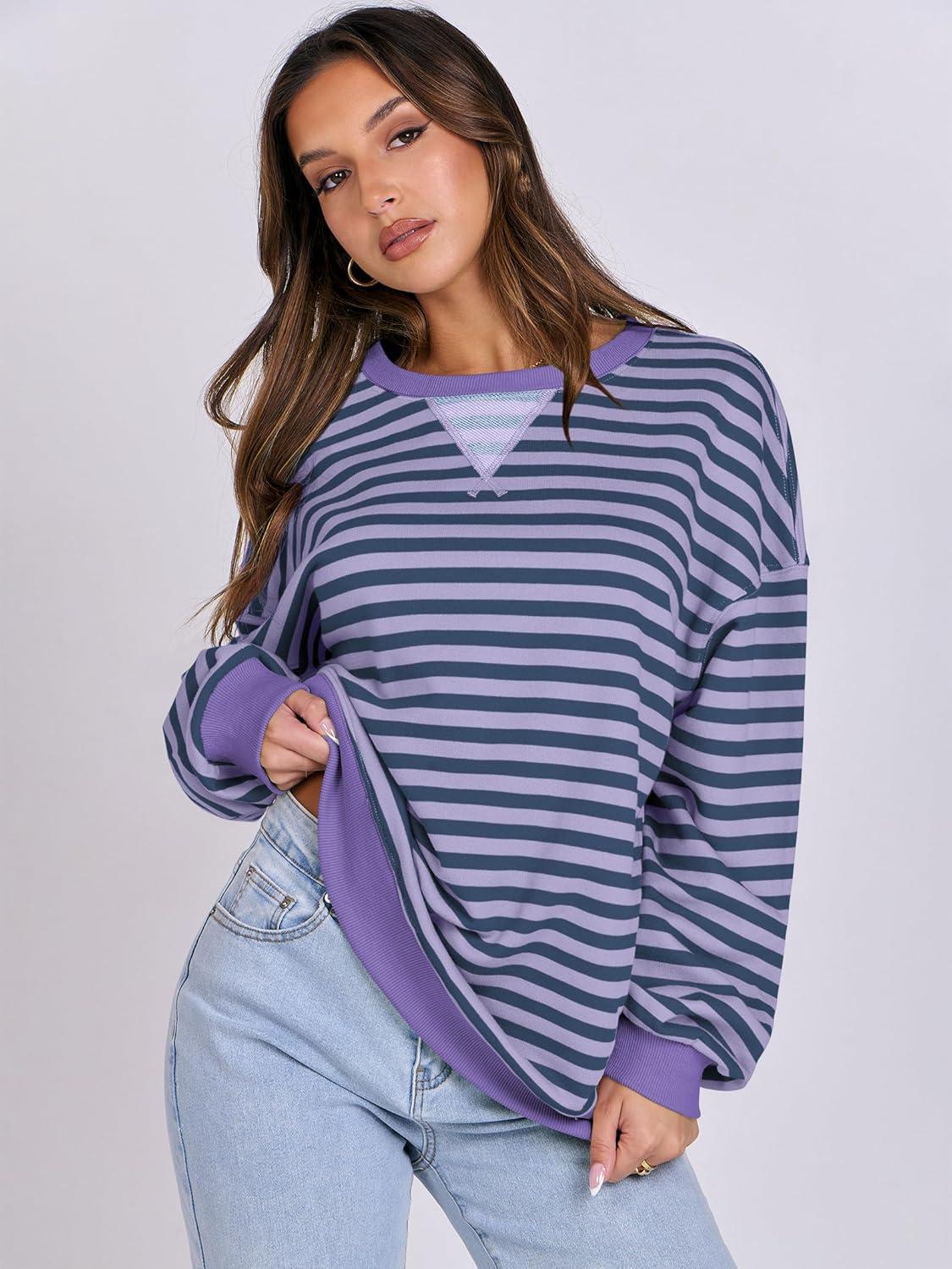 imageANRABESS Women Striped Sweatshirts Oversized Crewneck Long Sleeve Shirts Y2K Pullover Top 2025 Fall Outfits Fashion ClothesBlue Purple