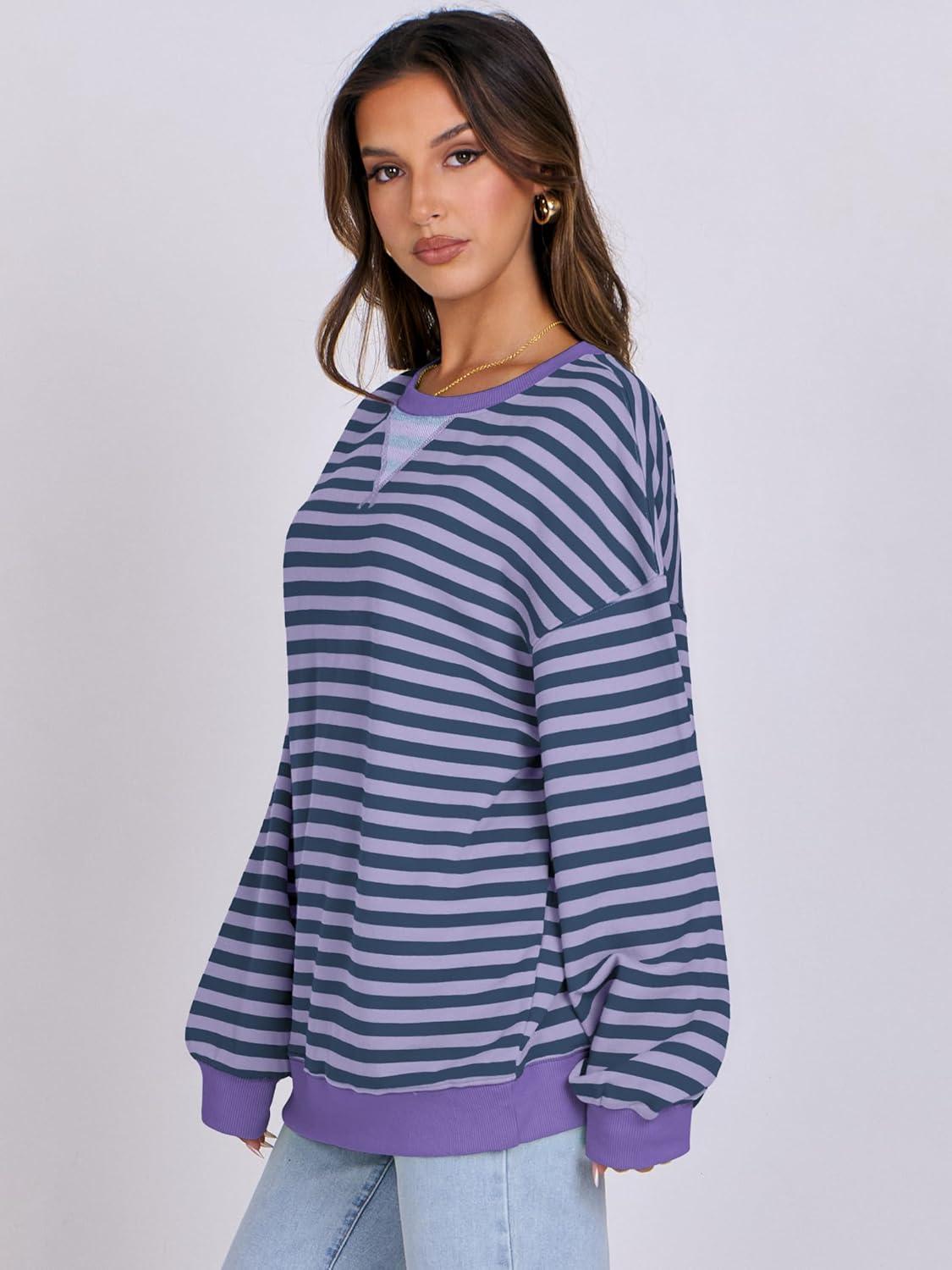 imageANRABESS Women Striped Sweatshirts Oversized Crewneck Long Sleeve Shirts Y2K Pullover Top 2025 Fall Outfits Fashion ClothesBlue Purple