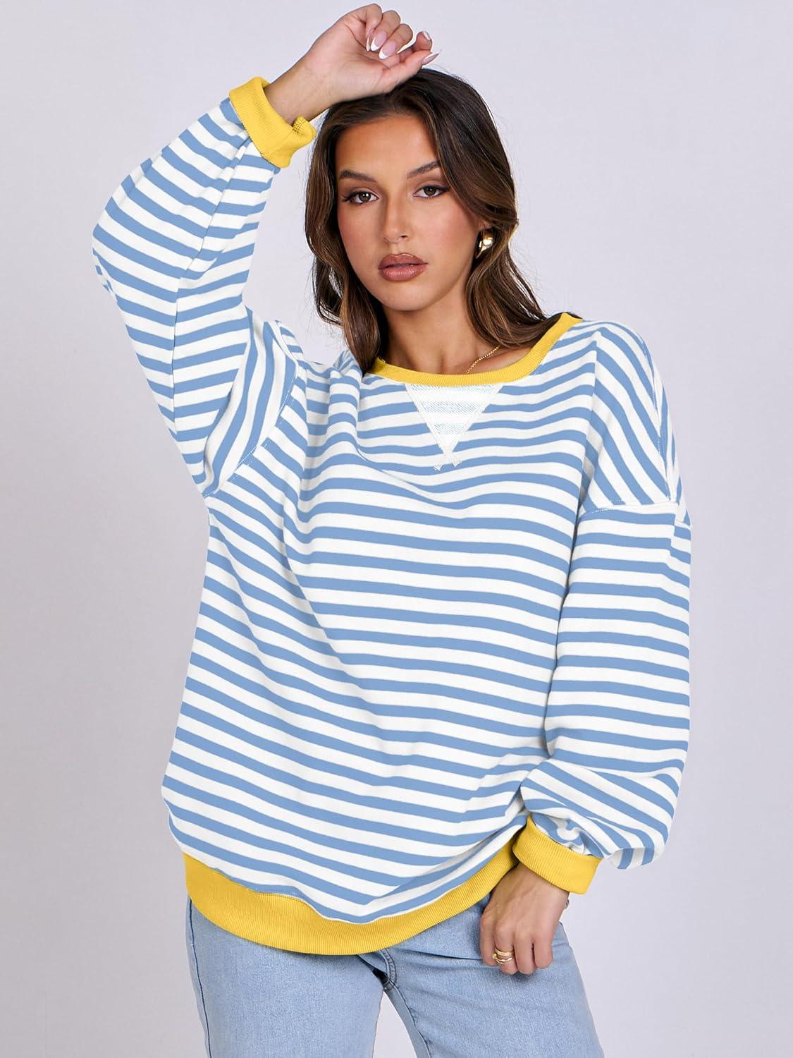 imageANRABESS Women Striped Sweatshirts Oversized Crewneck Long Sleeve Shirts Y2K Pullover Top 2025 Fall Outfits Fashion ClothesBule White