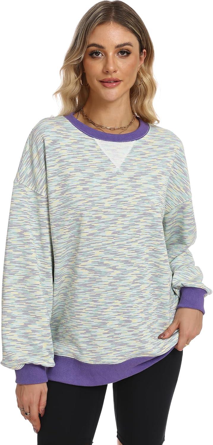 imageANRABESS Women Striped Sweatshirts Oversized Crewneck Long Sleeve Shirts Y2K Pullover Top 2025 Fall Outfits Fashion ClothesGreen Purple Yellow Stripe