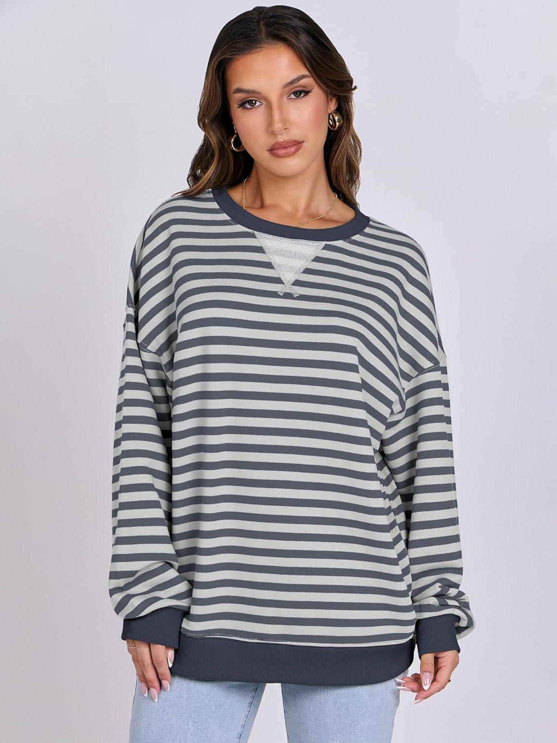 imageANRABESS Women Striped Sweatshirts Oversized Crewneck Long Sleeve Shirts Y2K Pullover Top 2025 Fall Outfits Fashion ClothesGrey Blue