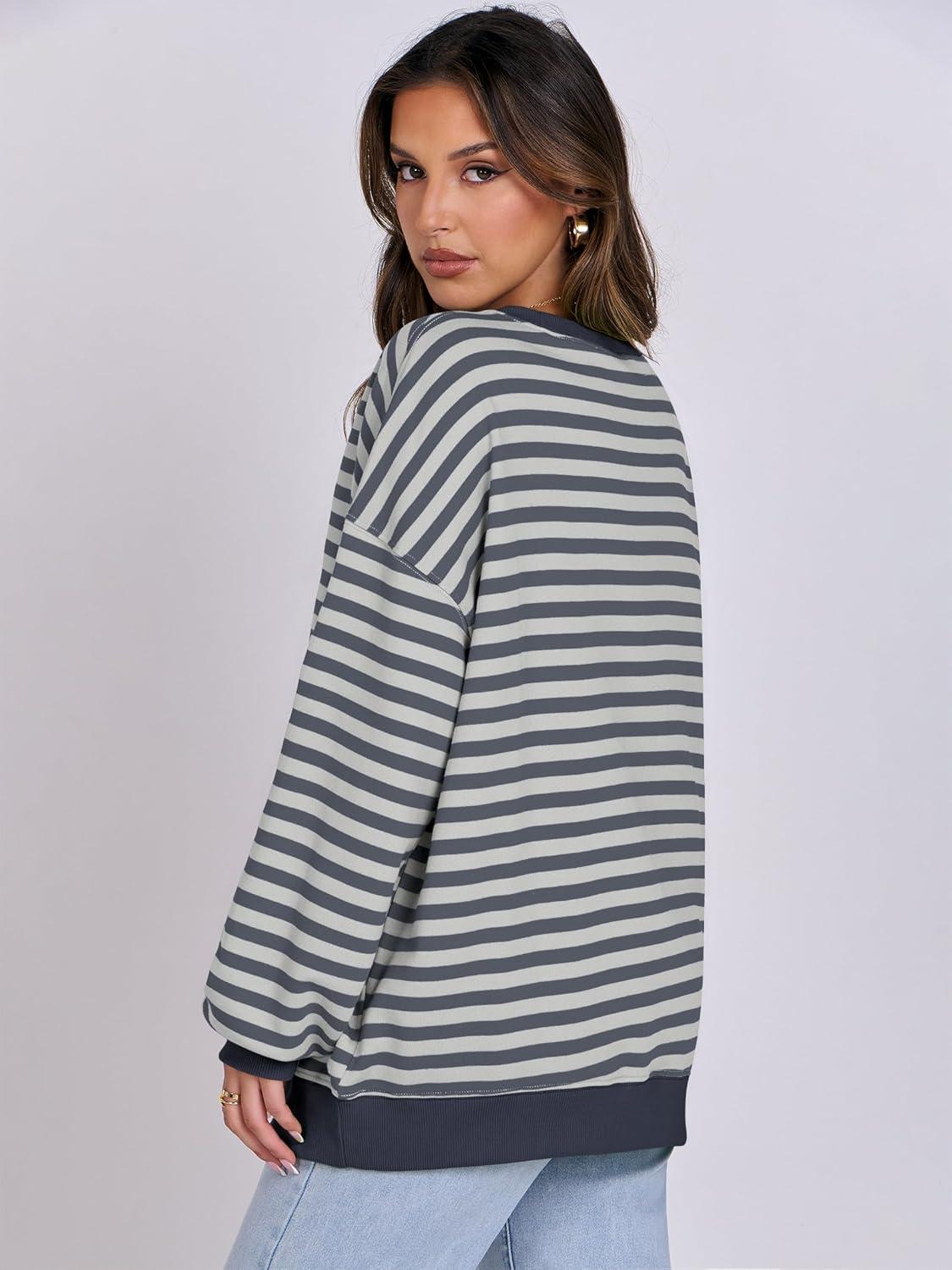 imageANRABESS Women Striped Sweatshirts Oversized Crewneck Long Sleeve Shirts Y2K Pullover Top 2025 Fall Outfits Fashion ClothesGrey Blue