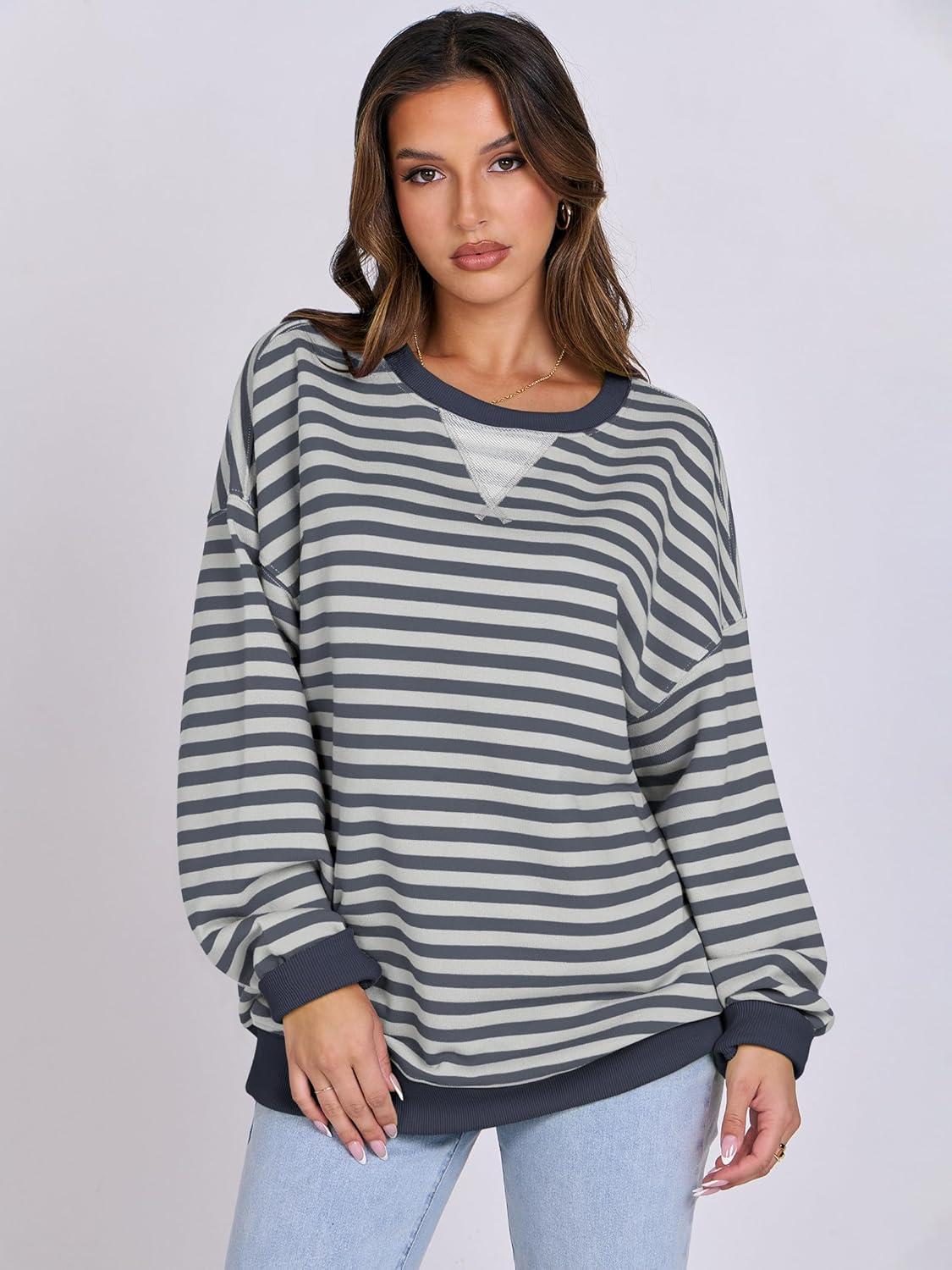 imageANRABESS Women Striped Sweatshirts Oversized Crewneck Long Sleeve Shirts Y2K Pullover Top 2025 Fall Outfits Fashion ClothesGrey Blue