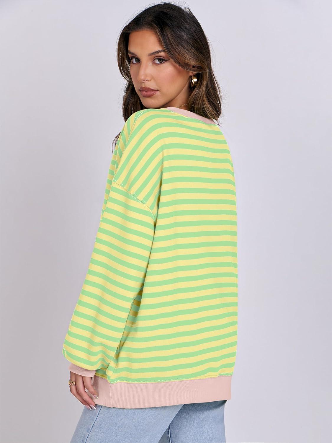 imageANRABESS Women Striped Sweatshirts Oversized Crewneck Long Sleeve Shirts Y2K Pullover Top 2025 Fall Outfits Fashion ClothesLight Yellow Green