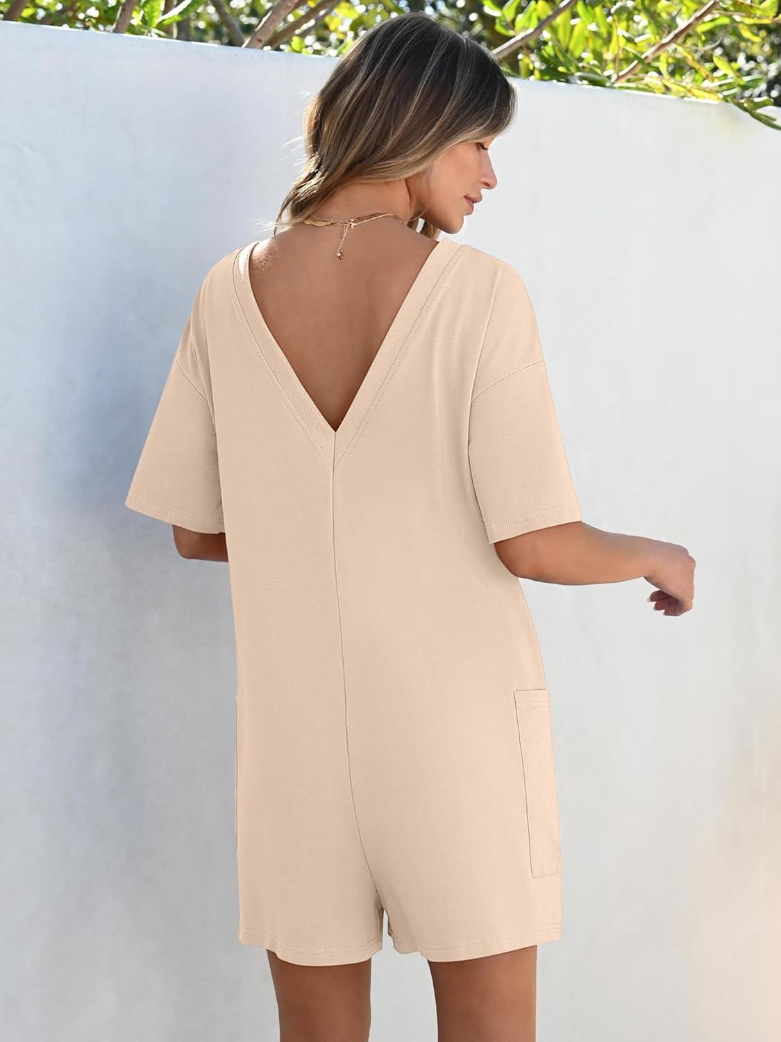 imageANRABESS Women Summer Oversized TShirt Tee Romper Casual Baggy Short Sleeve Overall Athletic Workout Jumpsuit Trendy OutfitsApricot