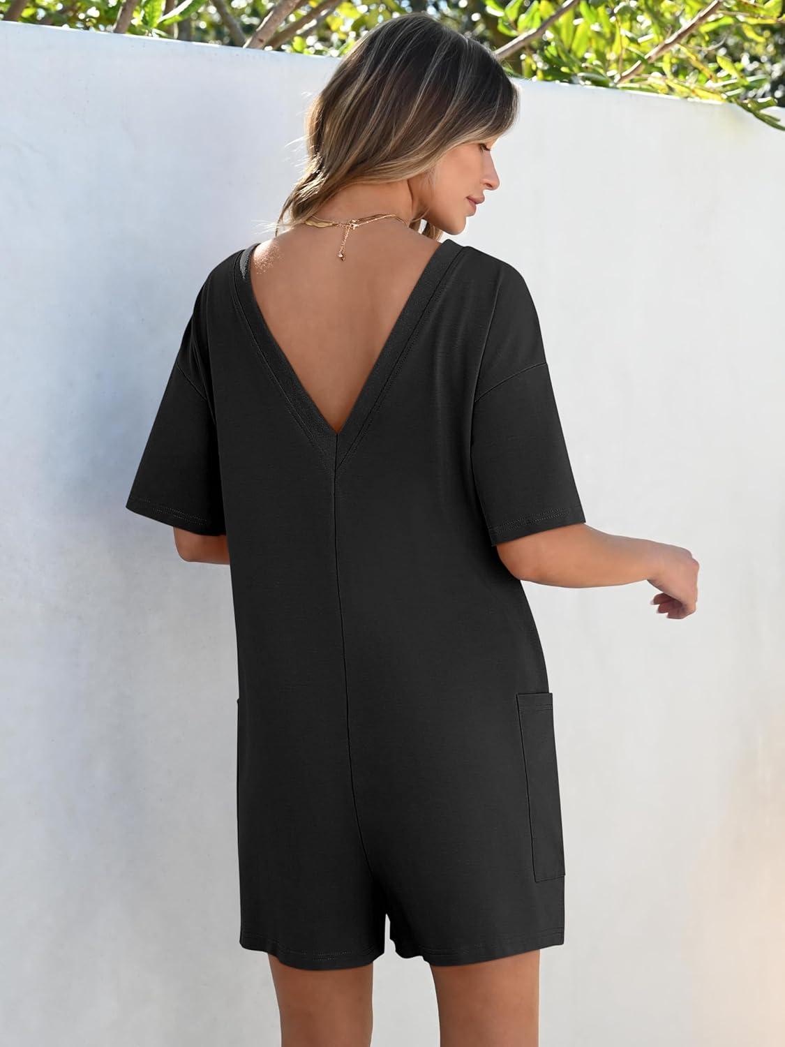 imageANRABESS Women Summer Oversized TShirt Tee Romper Casual Baggy Short Sleeve Overall Athletic Workout Jumpsuit Trendy OutfitsBlack