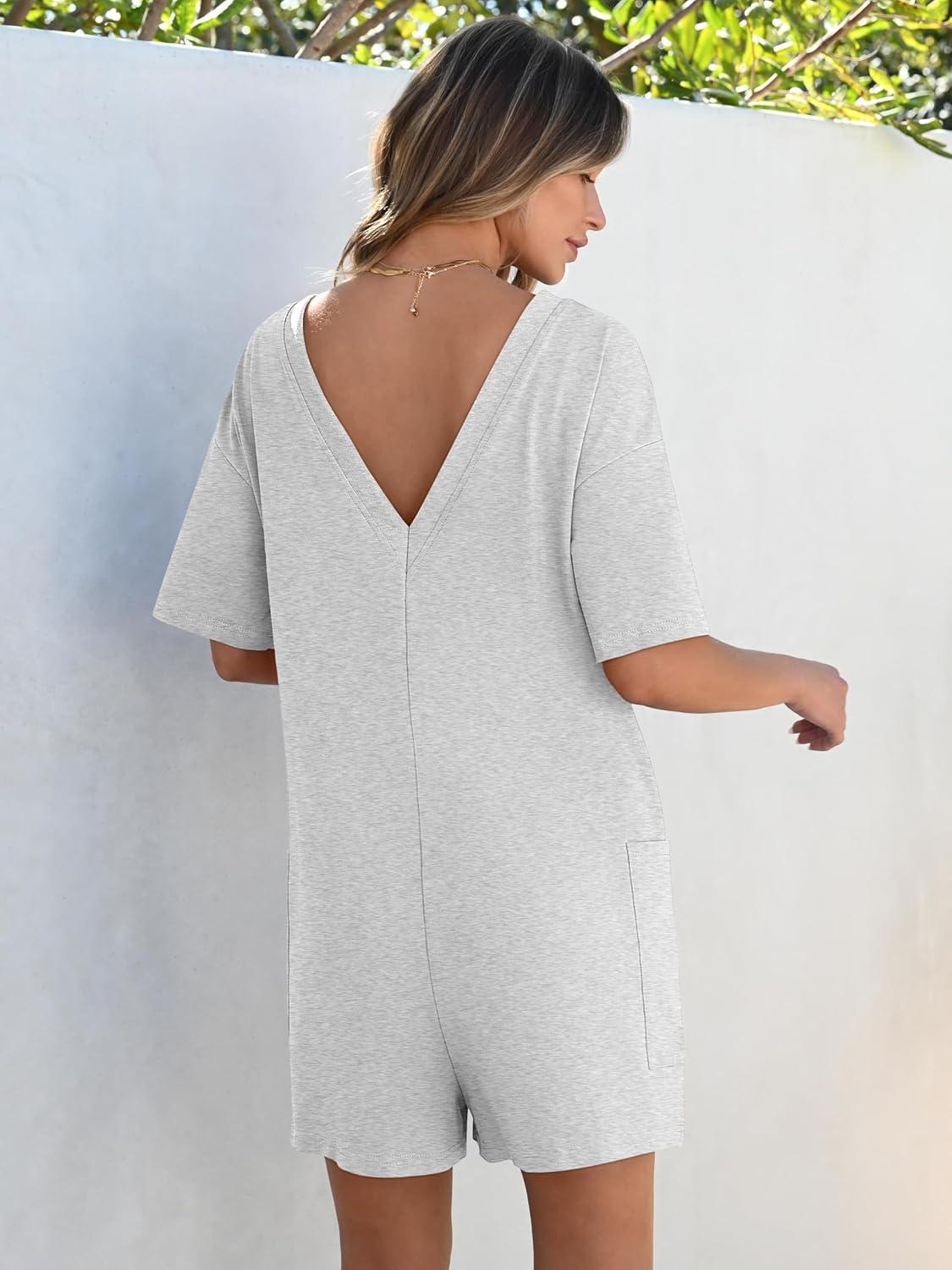 imageANRABESS Women Summer Oversized TShirt Tee Romper Casual Baggy Short Sleeve Overall Athletic Workout Jumpsuit Trendy OutfitsLight Grey