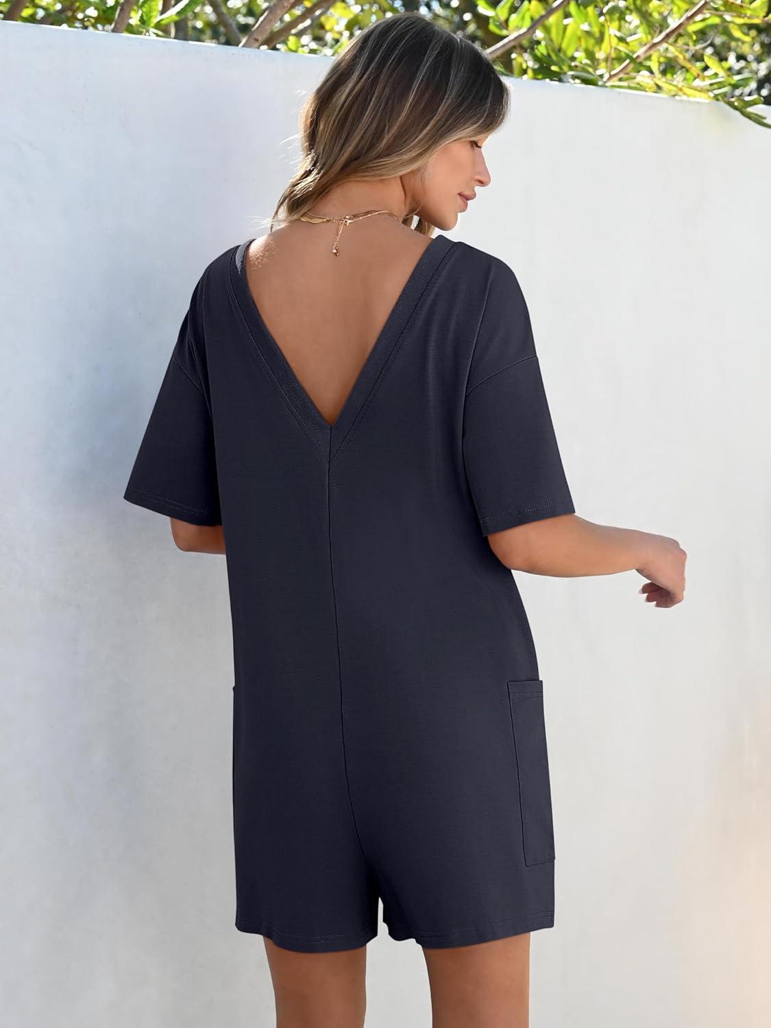 imageANRABESS Women Summer Oversized TShirt Tee Romper Casual Baggy Short Sleeve Overall Athletic Workout Jumpsuit Trendy OutfitsNavy Blue