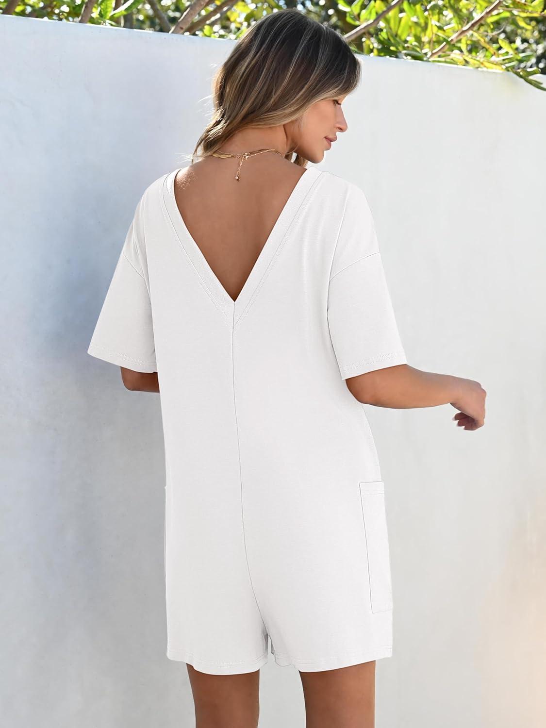 imageANRABESS Women Summer Oversized TShirt Tee Romper Casual Baggy Short Sleeve Overall Athletic Workout Jumpsuit Trendy OutfitsWhite