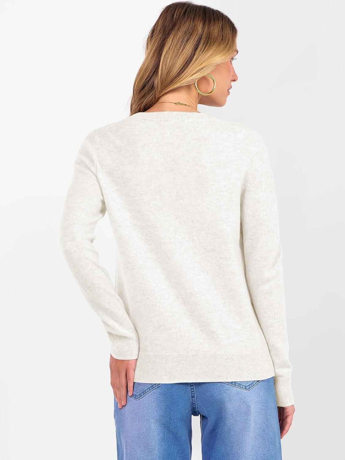 imageANRABESS Womens 100 Wool Sweaters Crewneck Long Sleeve Work Business Casual Basic Sweater Tops 2025 Fall OutfitsBeige