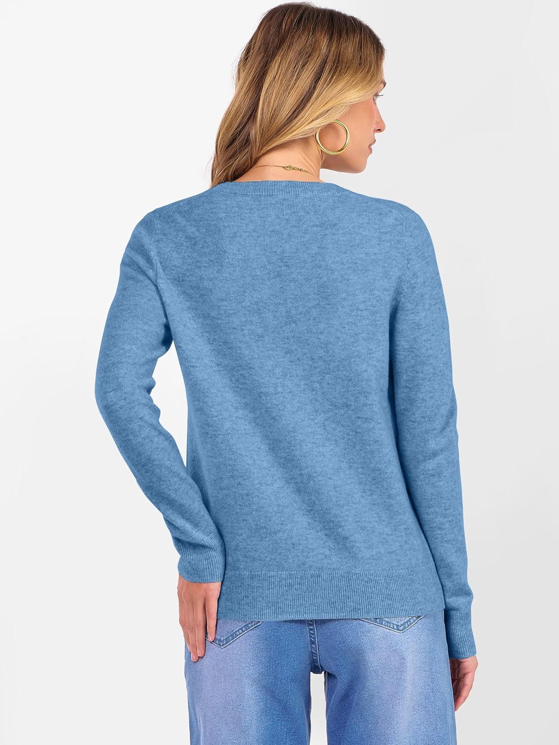 imageANRABESS Womens 100 Wool Sweaters Crewneck Long Sleeve Work Business Casual Basic Sweater Tops 2025 Fall OutfitsBlue