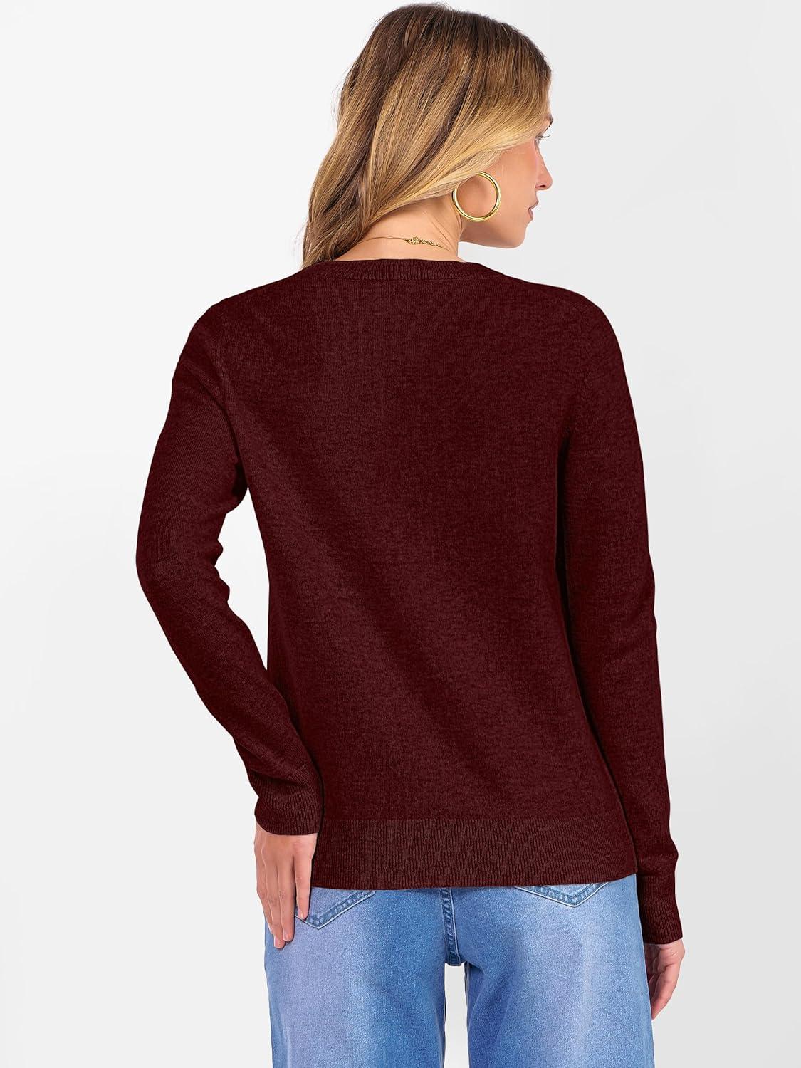 imageANRABESS Womens 100 Wool Sweaters Crewneck Long Sleeve Work Business Casual Basic Sweater Tops 2025 Fall OutfitsDark Red