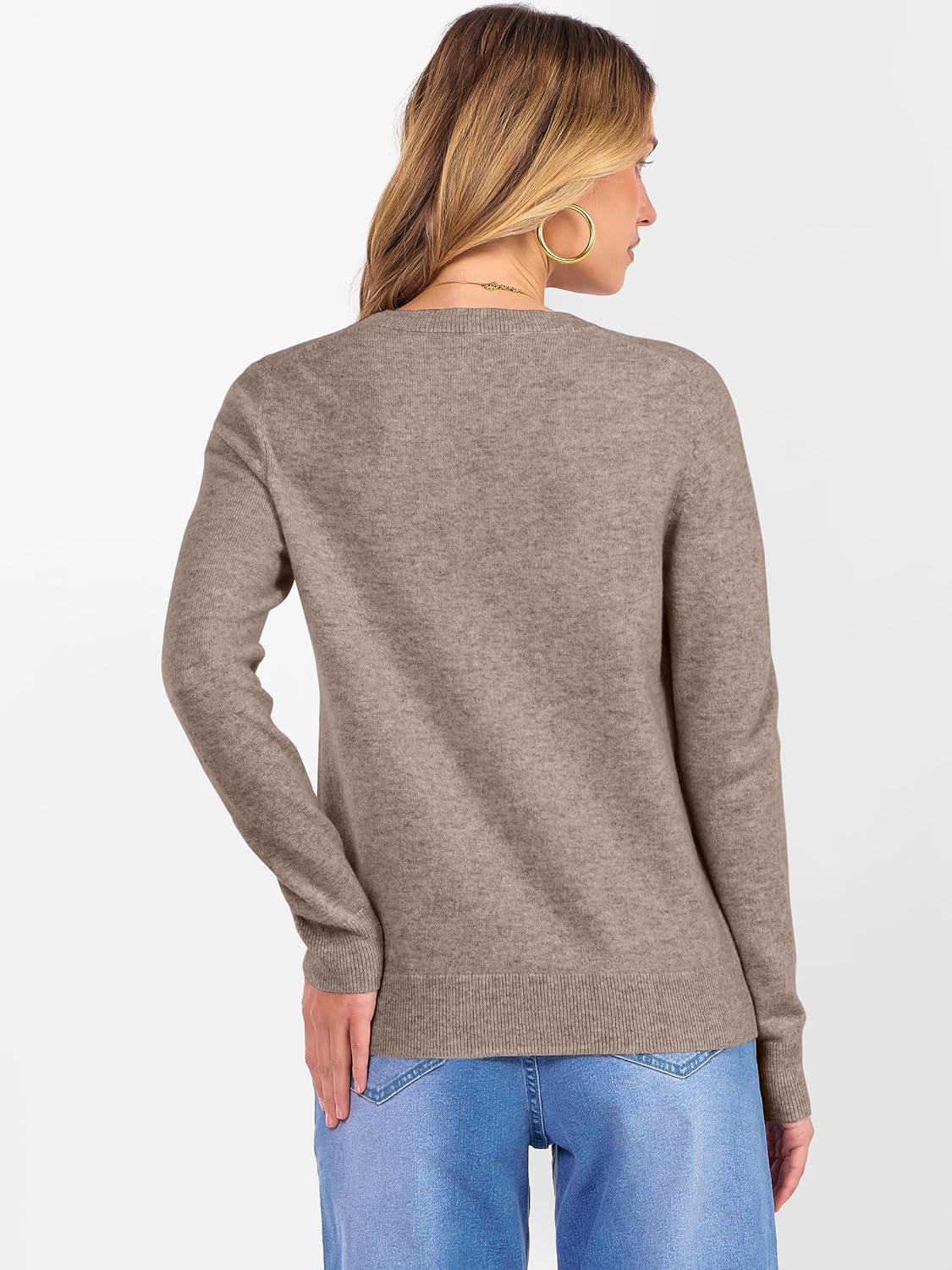 imageANRABESS Womens 100 Wool Sweaters Crewneck Long Sleeve Work Business Casual Basic Sweater Tops 2025 Fall OutfitsKhaki