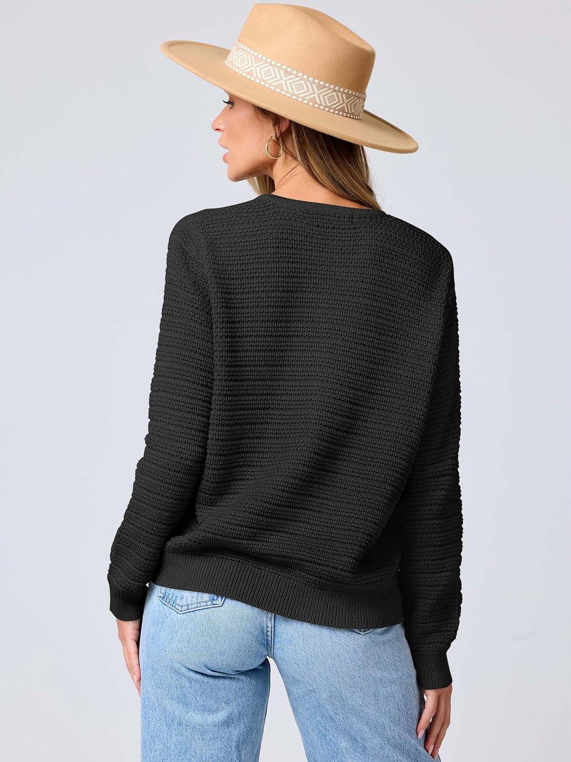 imageANRABESS Womens Cardigan Sweater Long Sleeve Button Down Lady Tweed Knit Jackets 2025 Fall OutfitsBlack