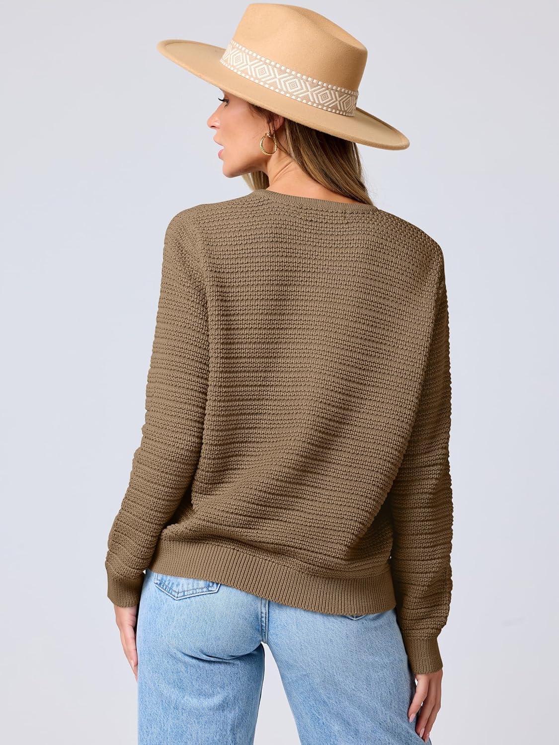 imageANRABESS Womens Cardigan Sweater Long Sleeve Button Down Lady Tweed Knit Jackets 2025 Fall OutfitsDeep Khaki